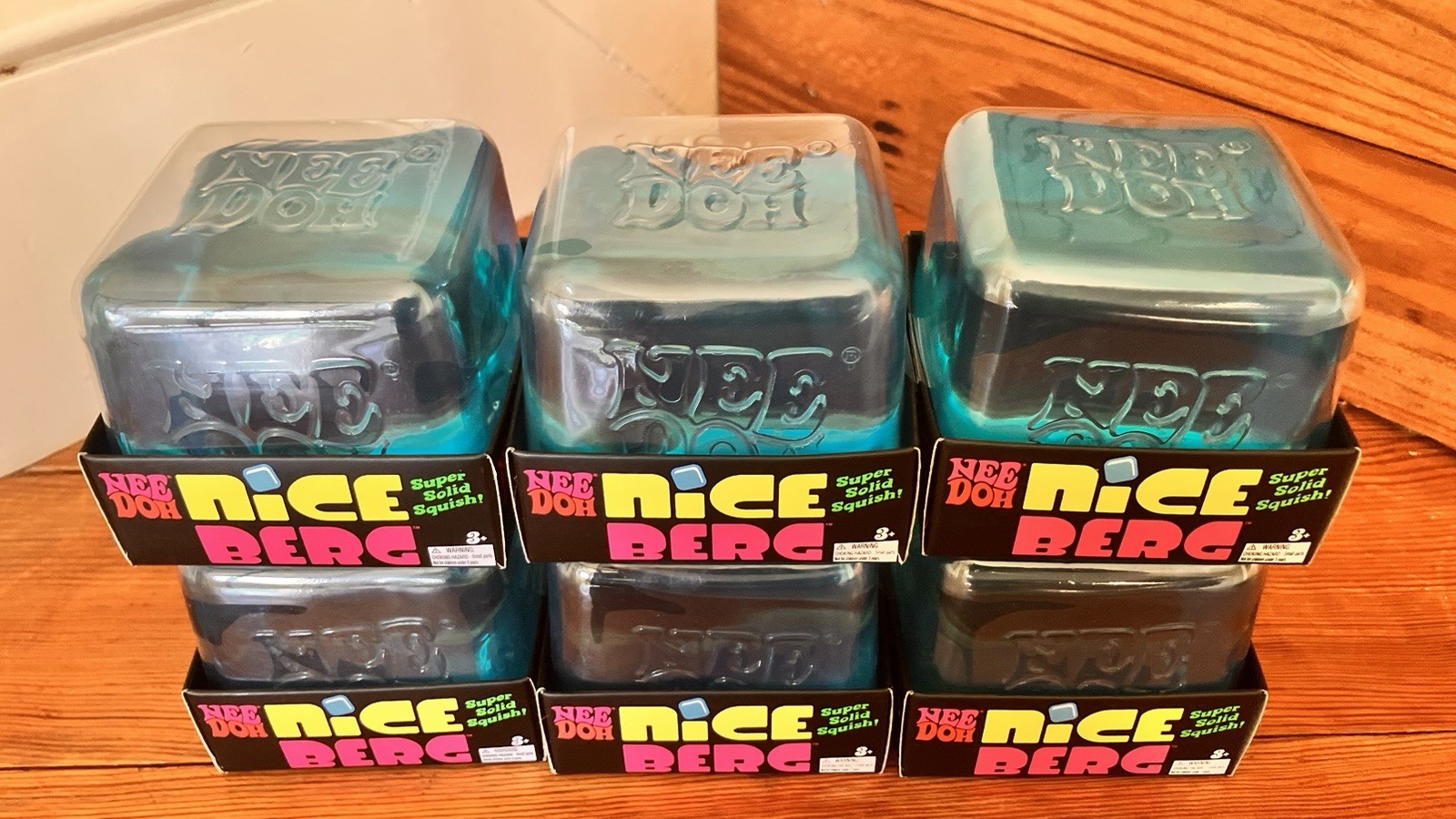Lot Of 6 NeeDoh Nice Berg Blue XL Giant Nee Doh Niceberg Solid Squish Cube Block