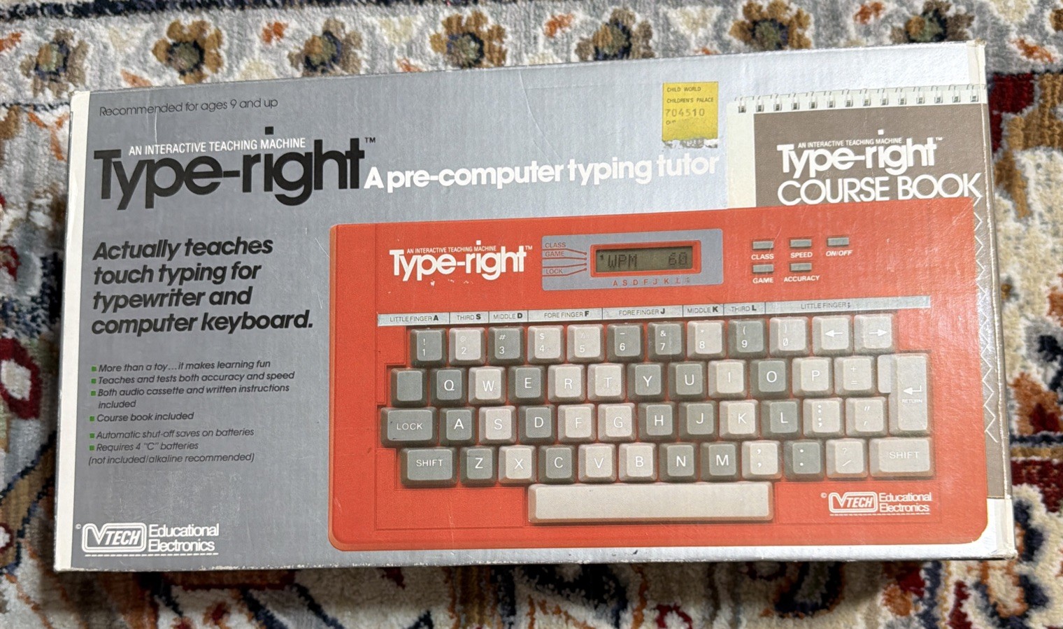VTG 1985 VTech Type-Right Pre-Computer Typing Tutor w/ Course Book & Tape WORKS