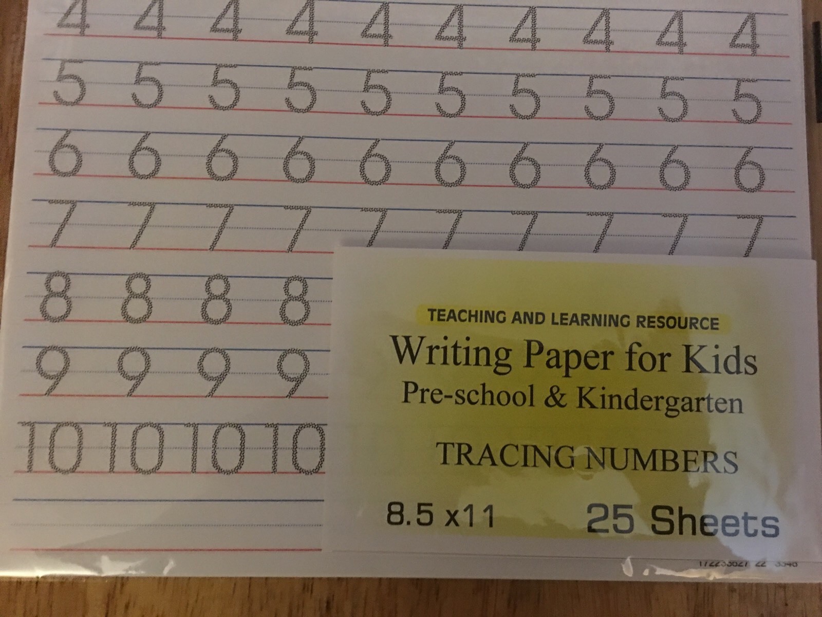 Writing Paper for Kids – TRACING NUMBERS – 11X 8.5 in, 20 lb, 25 sheets