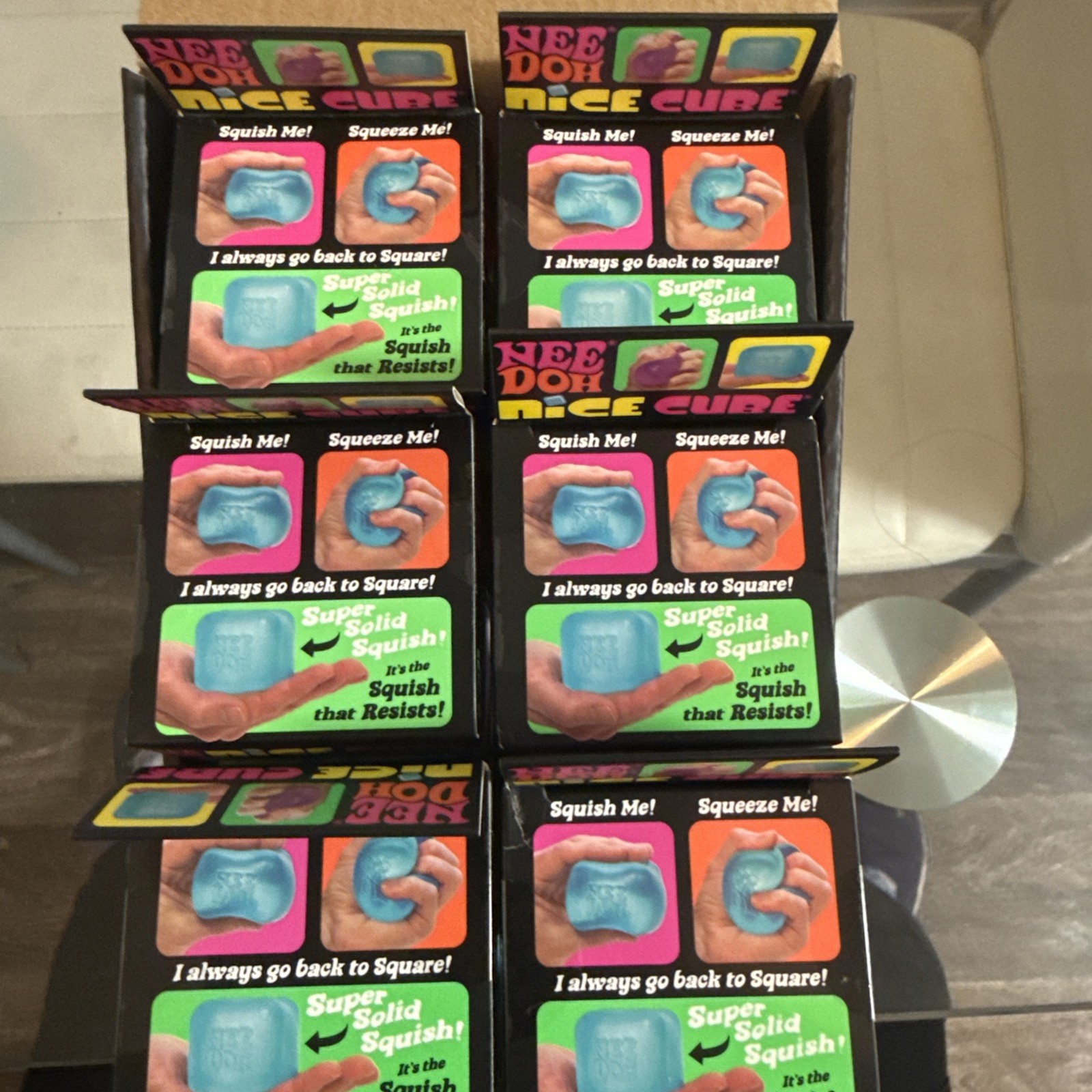 Lot Of 12! Full Cases NeeDoh ice Cube With Display Box 3 Colors ICE Nee Doh