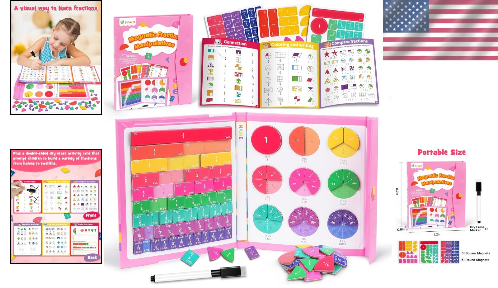 Magnetic Fraction Tiles and Circles Set for Visual Learning in Elementary School