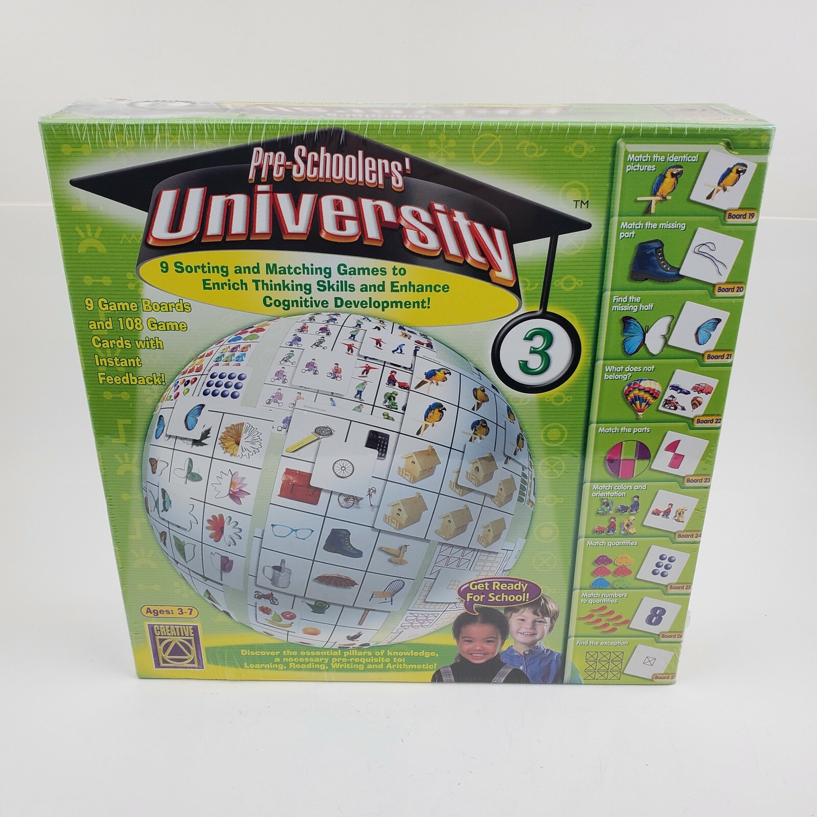 PRE-SCHOOLERS UNIVERSITY Matching Sorting Learning Game 2004 Creative Toys 5373