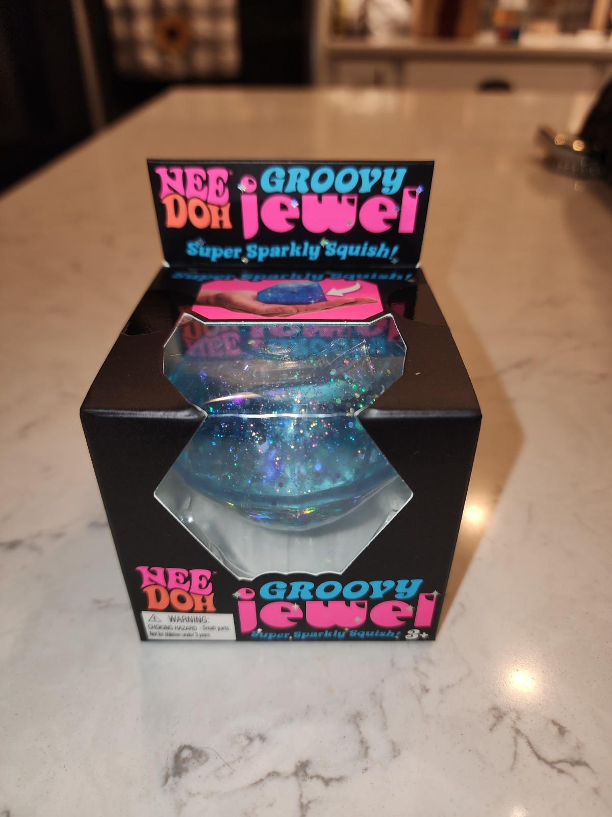 Authentic NIB Schylling BLUE Groovy Jewel Nee Doh Diamond Glitter Needoh Rare