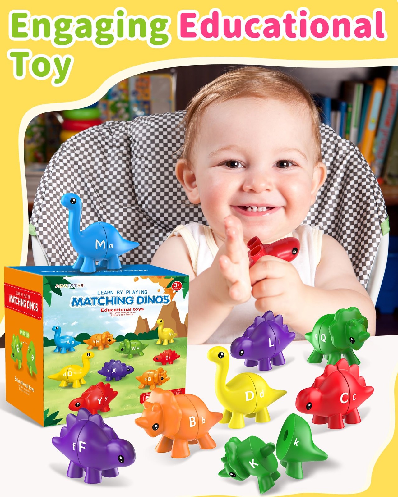 Walenty 26PCS Dinosaur Alphabet Learning Toys Small, Bright, Vibrant Colors