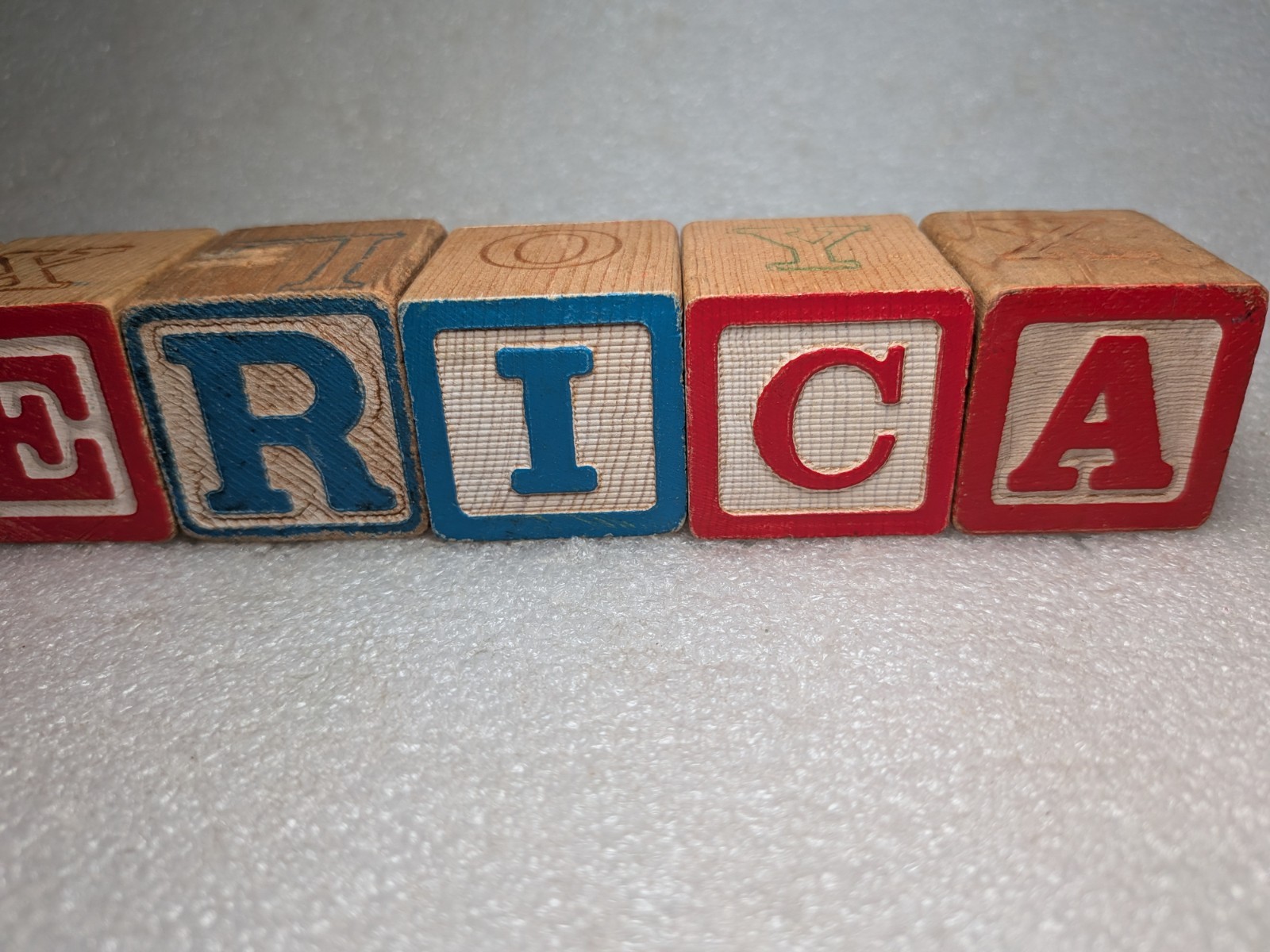 Vintage ABC Alphabet Blocks- AMERICA Red Blue Home Decor 4th July Patriotic