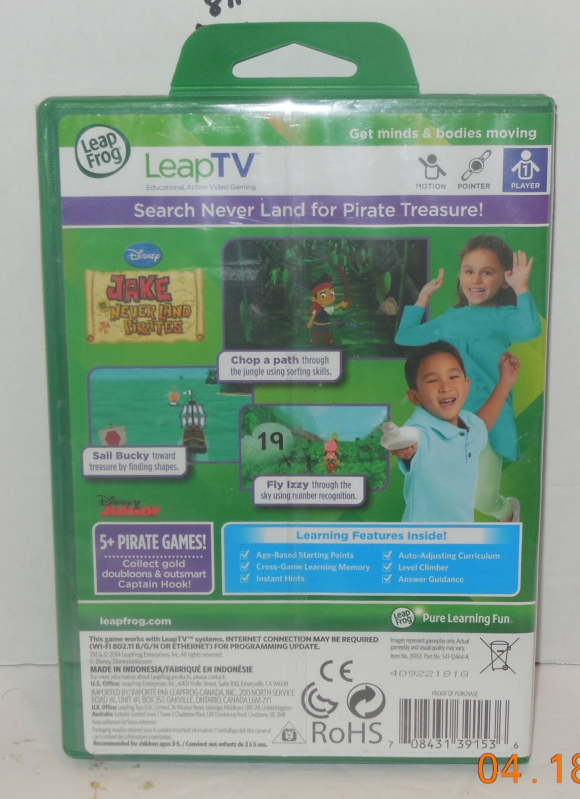 LeapFrog LeapTV Leap TV Marvel Jake & the Neverland Pirates Game Educational
