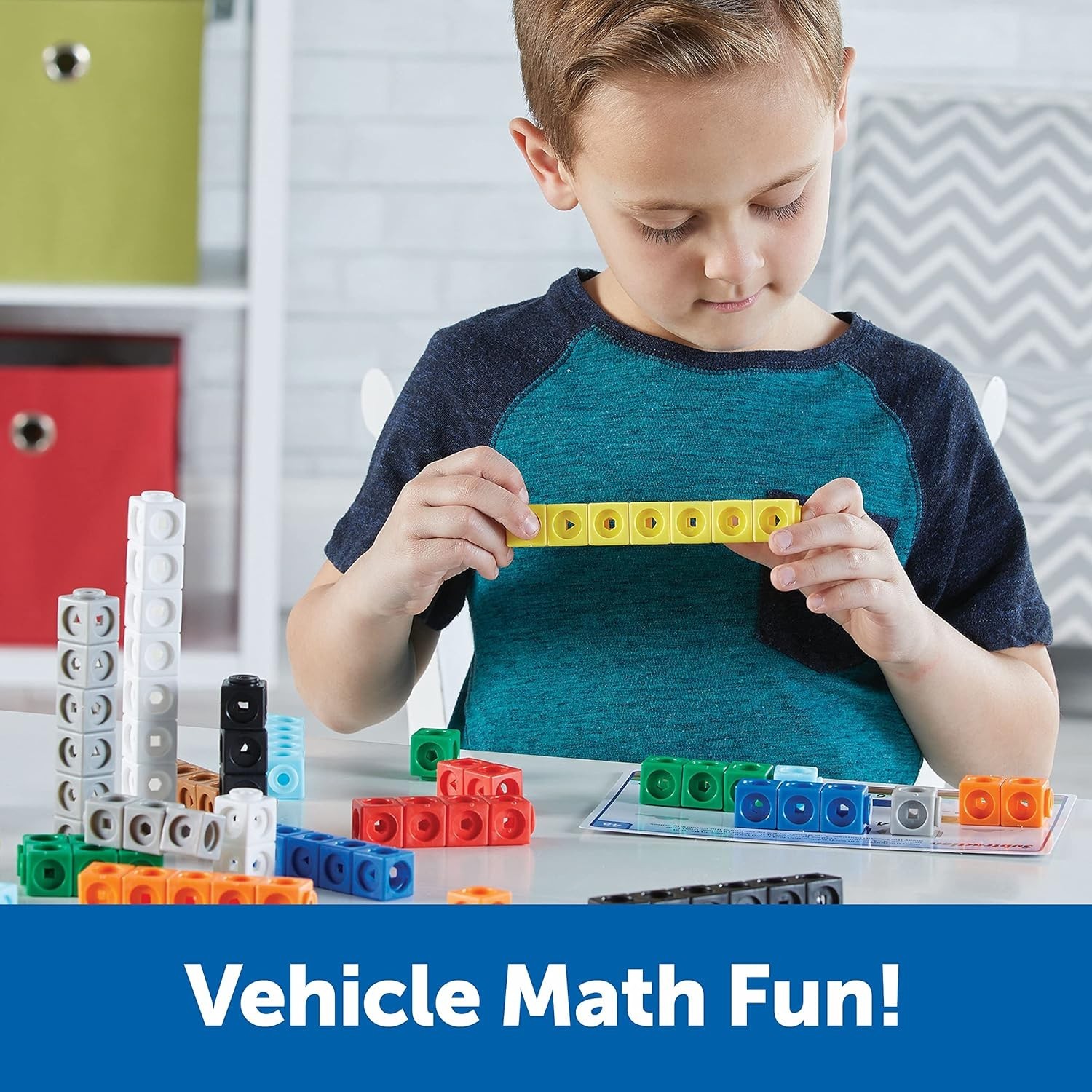 115-Piece MathLink Cubes Set: Engaging Vehicle-Themed STEM Activities for Kids