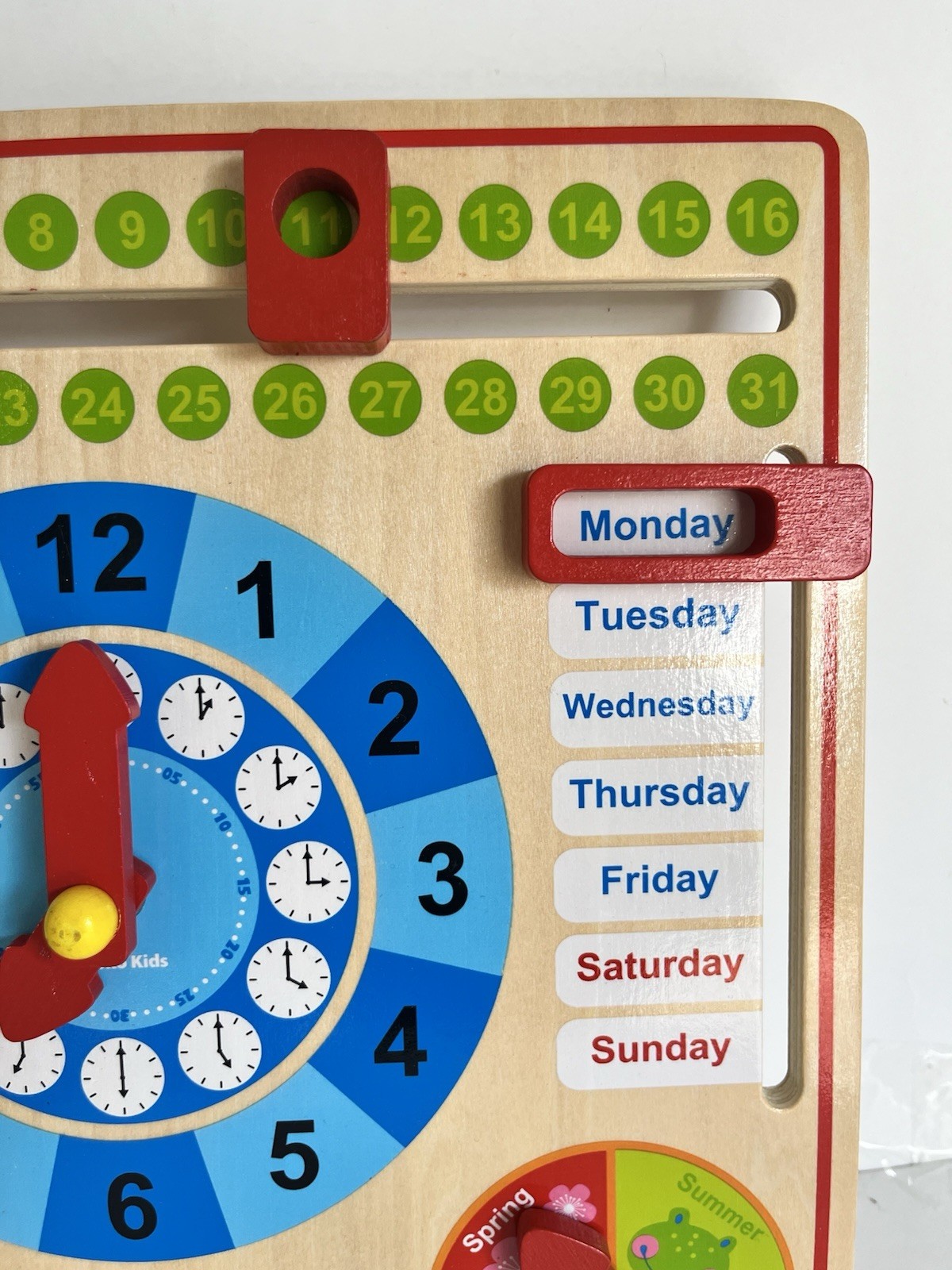 Wooden Calendar & Clock Board Learning Toy All-In-One Weather Season Date Chart