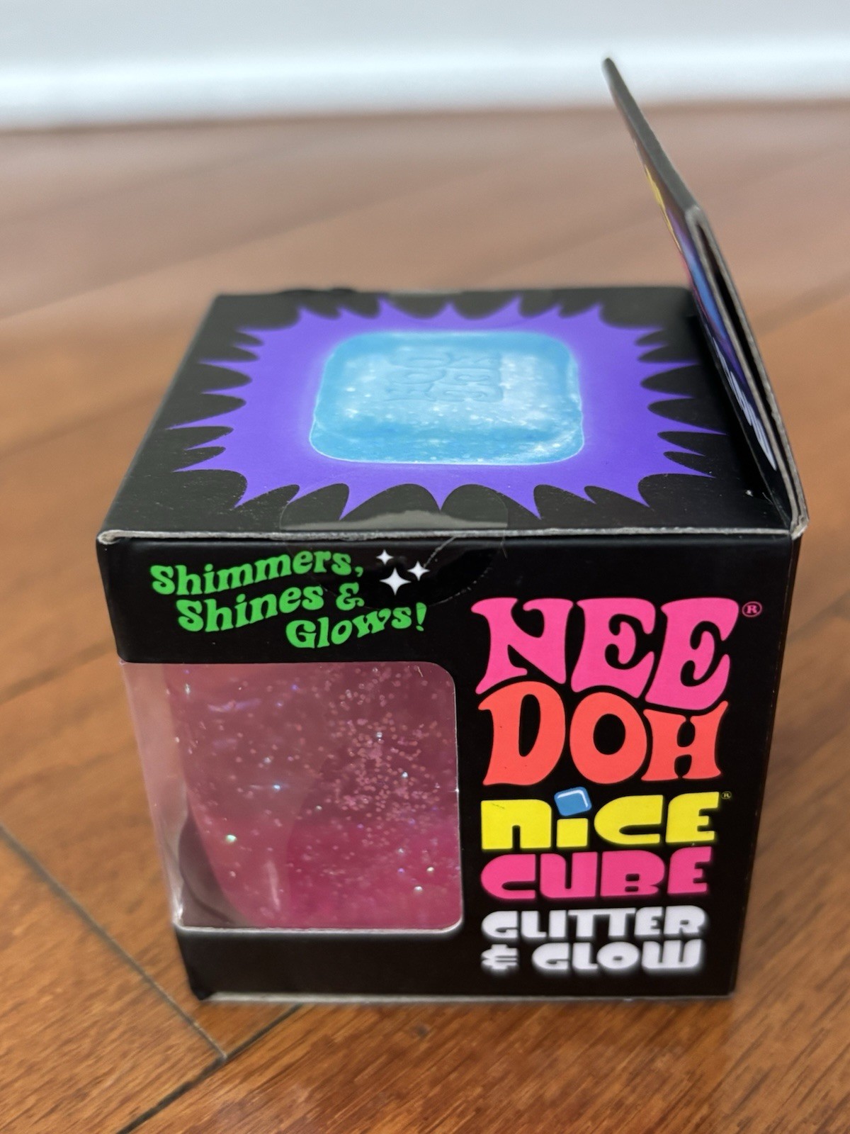 PINK NeeDoh Nice Cube Glitter & Glow, Nee Doh Squishy, Glowing Ice Cube Viral