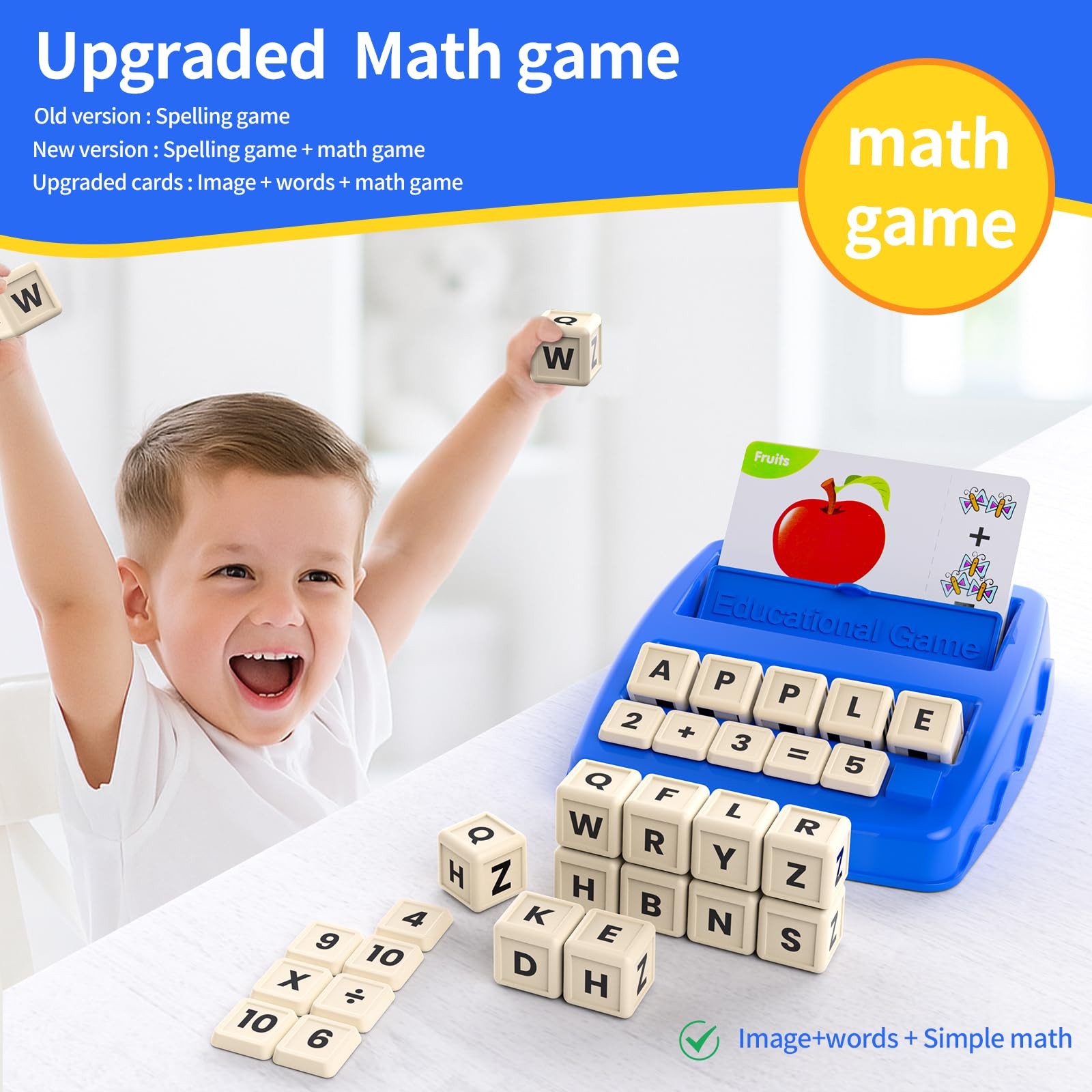 DEGIDEGI Educational Toys for Kids Ages 3-8, Matching Letter Small, Navy Blue