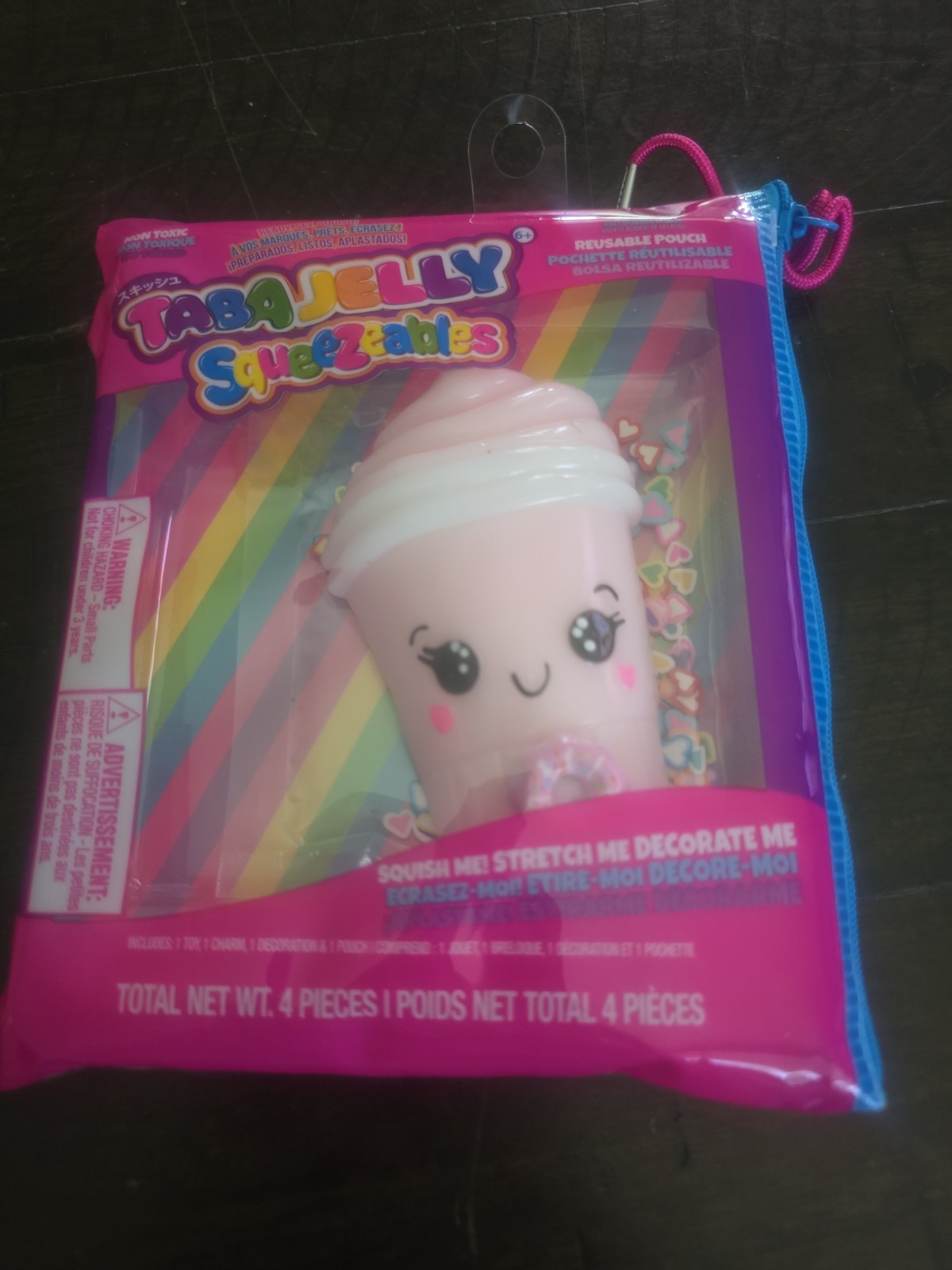 Taba Scented Jelly Squeezeables Pink Shake Squishy Squeeze Toy w Pouch DIY NEW