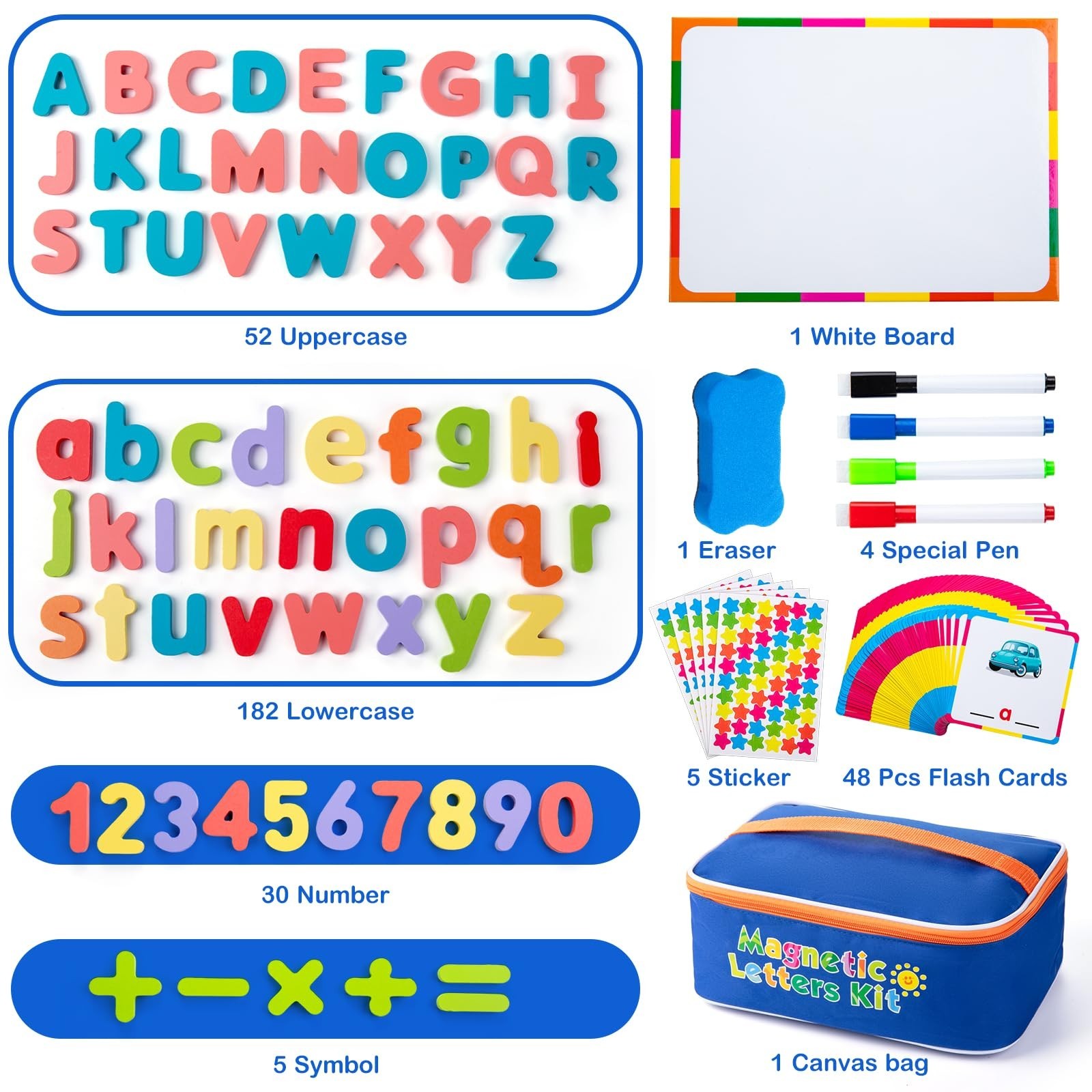 Magnetic Alphabet Letters Set – 310 Pcs with Board & Organizer Bag, Educational