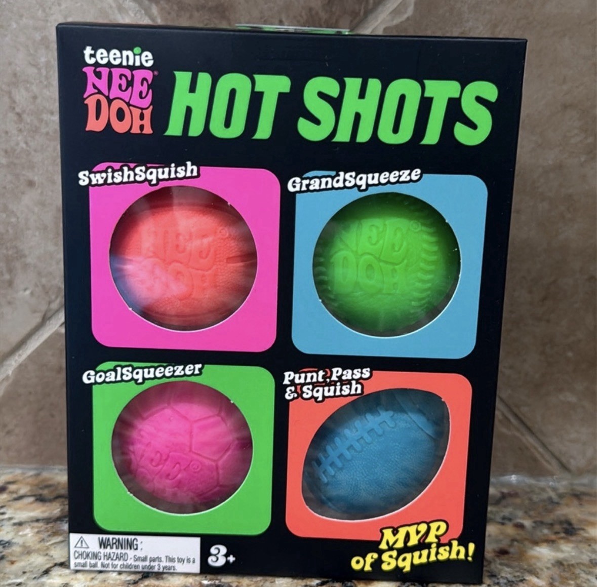Teenie Nee Doh Hot Shots Squeeze Ball Four Different Sports 4 Pack NEEDOH Viral
