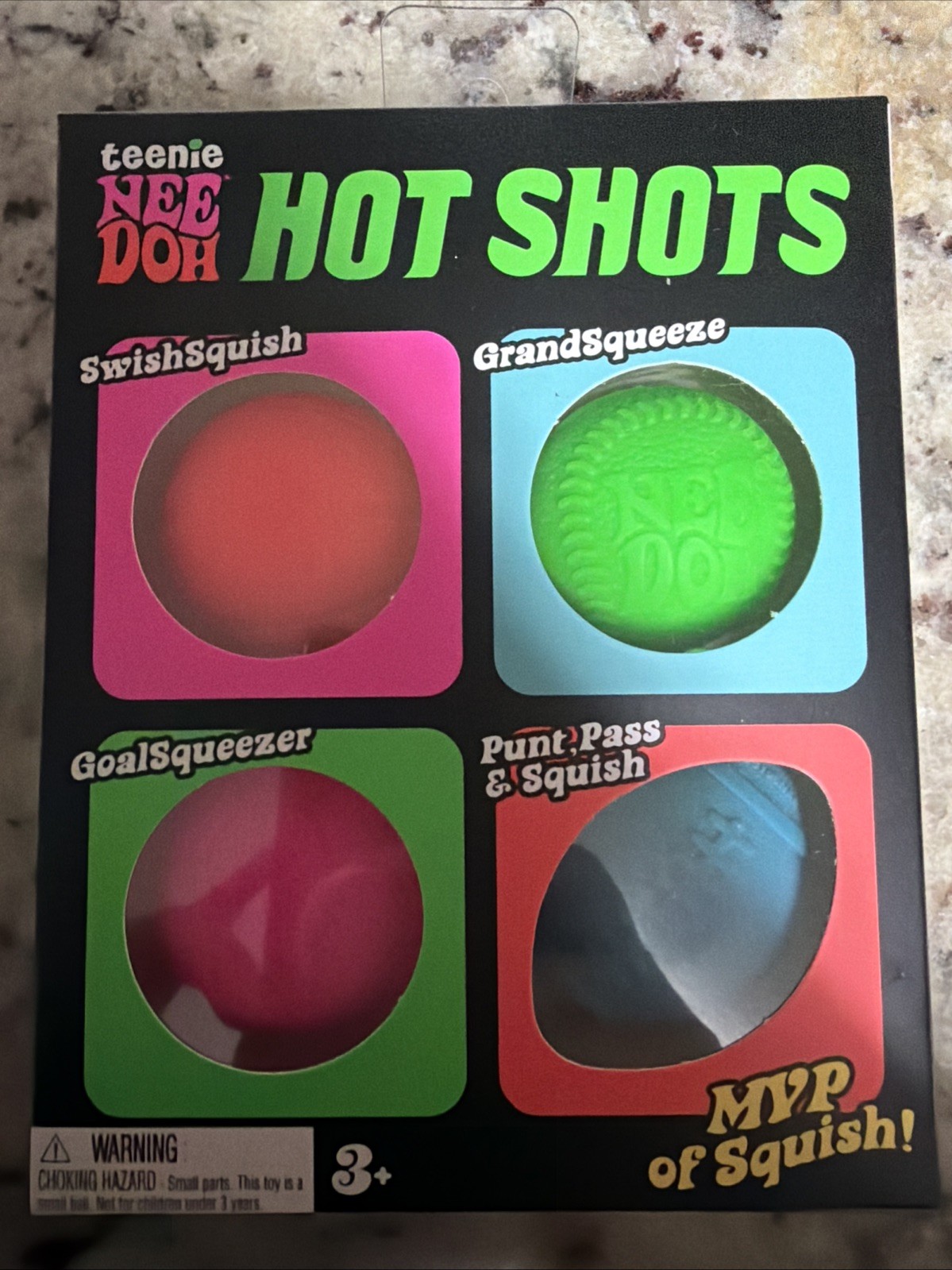 Teenie NeeDoh Hot Shots 4 Pack Squishy Fidget Stress Balls In Hand Ready To Ship
