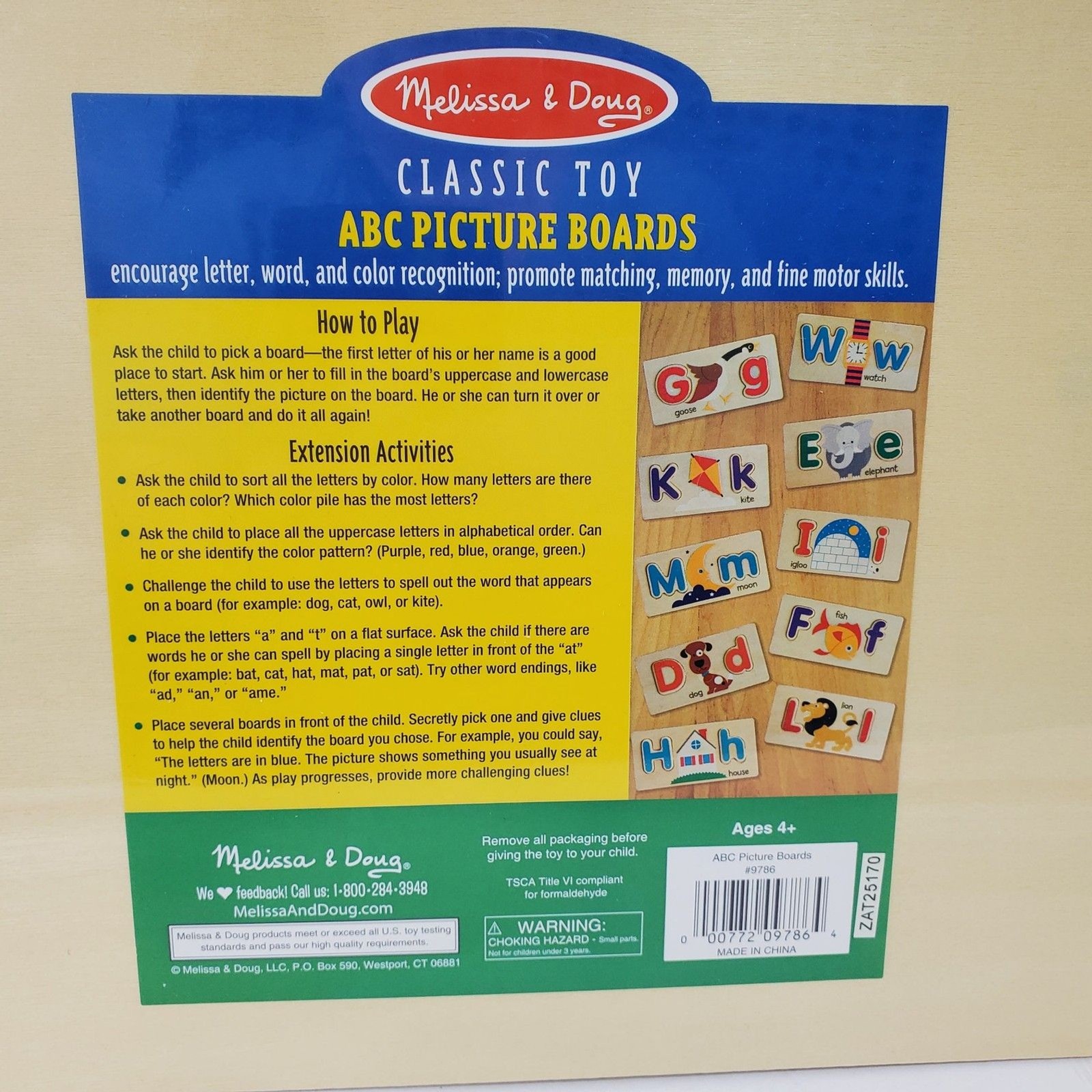 Melissa And Doug ABC Picture Board Wooden Classic Toy 4And Up