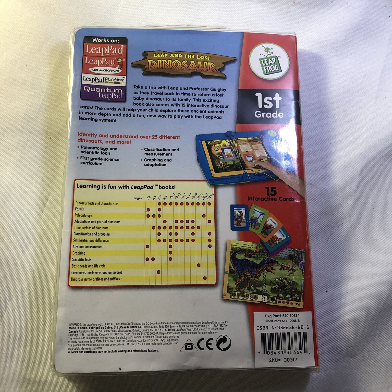 Lot Of 2 LeapFrog LeapPad Leap and the Lost Dinosaur Finding Nemo 1st Grade/115j