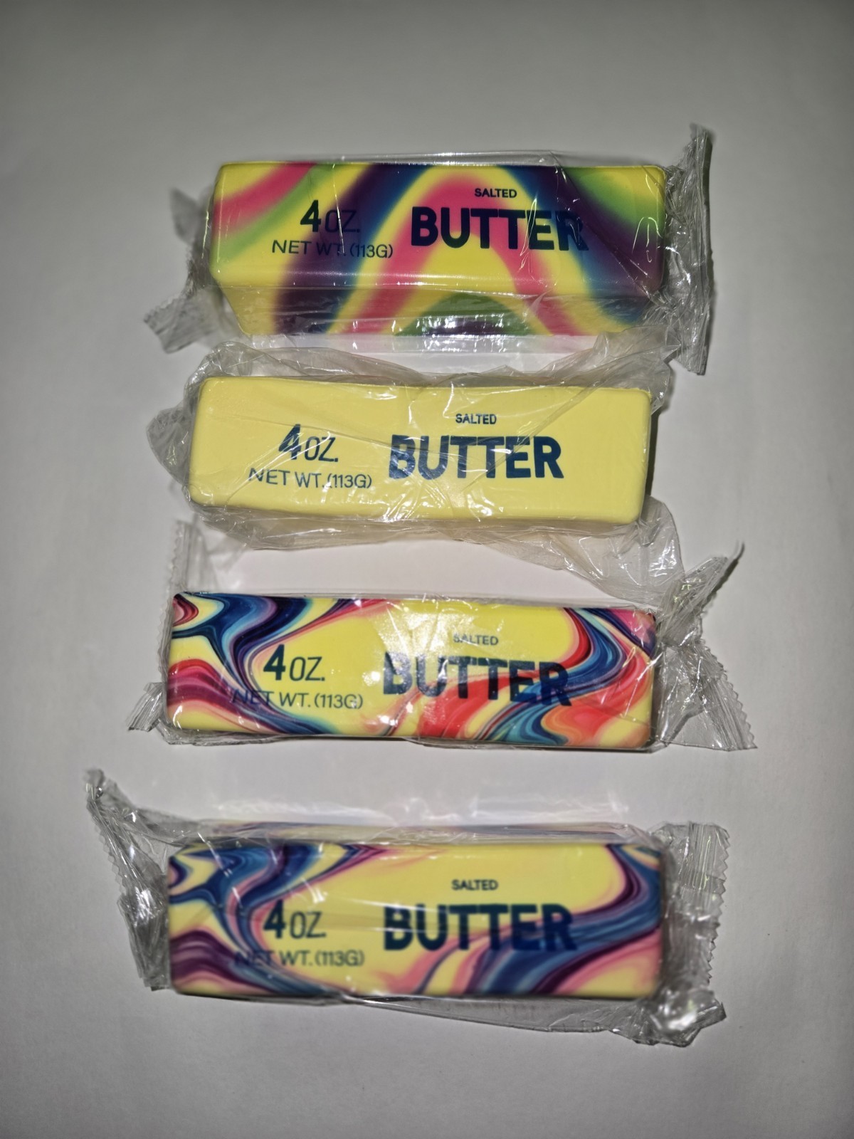 4pc Butter Stick Squishy Fidget Toy Soft Stress Relief Anxiety Squeeze Tie Dye