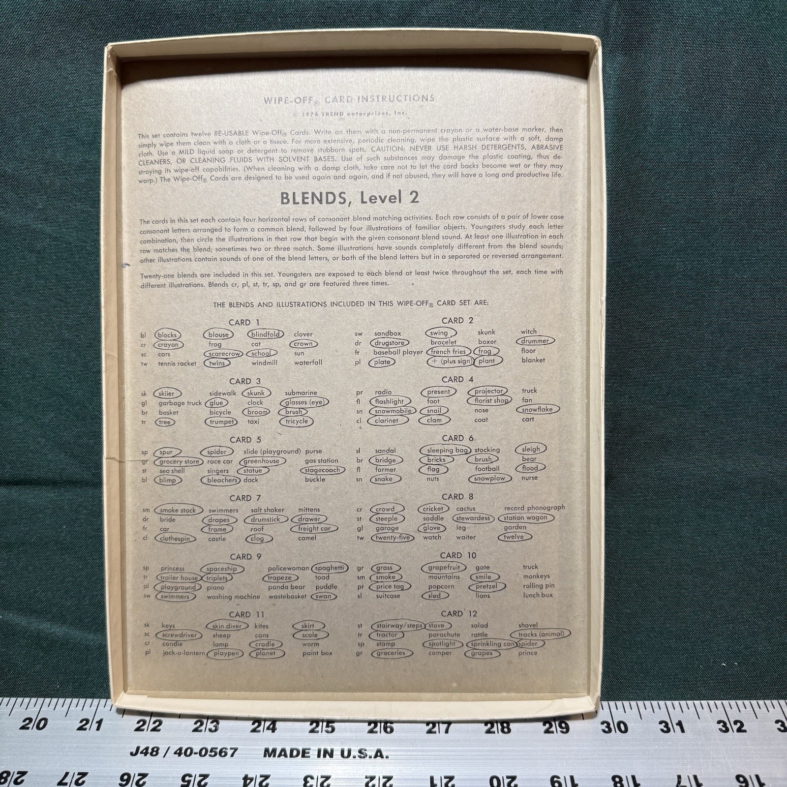 Vintage Trend Enterprises “Blends L2” Wipe-Off Cards T-135 Dry Erase Boards
