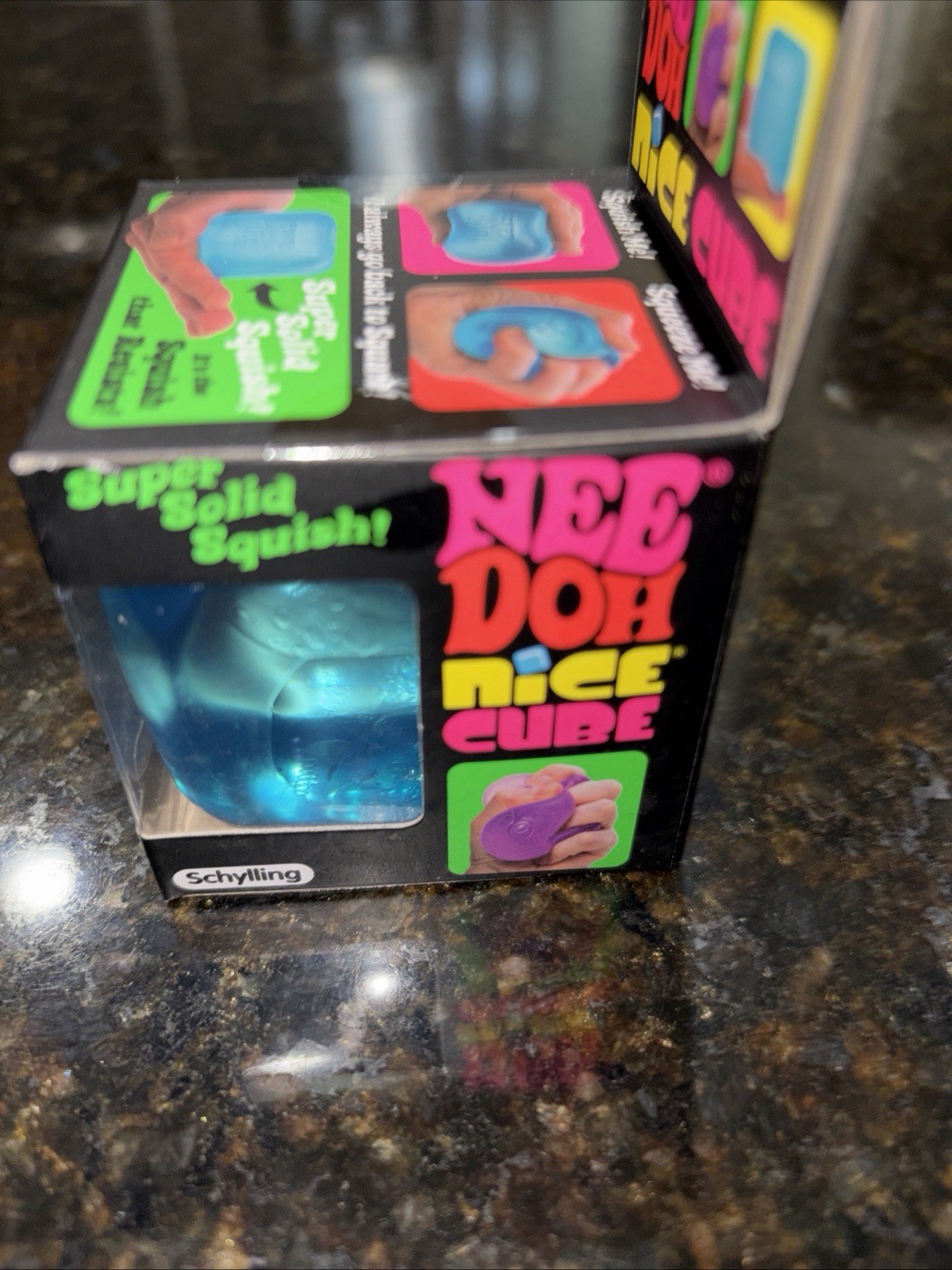 Nee Doh Nice Cube Schylling Super Solid Squish Toy Blue And Pink