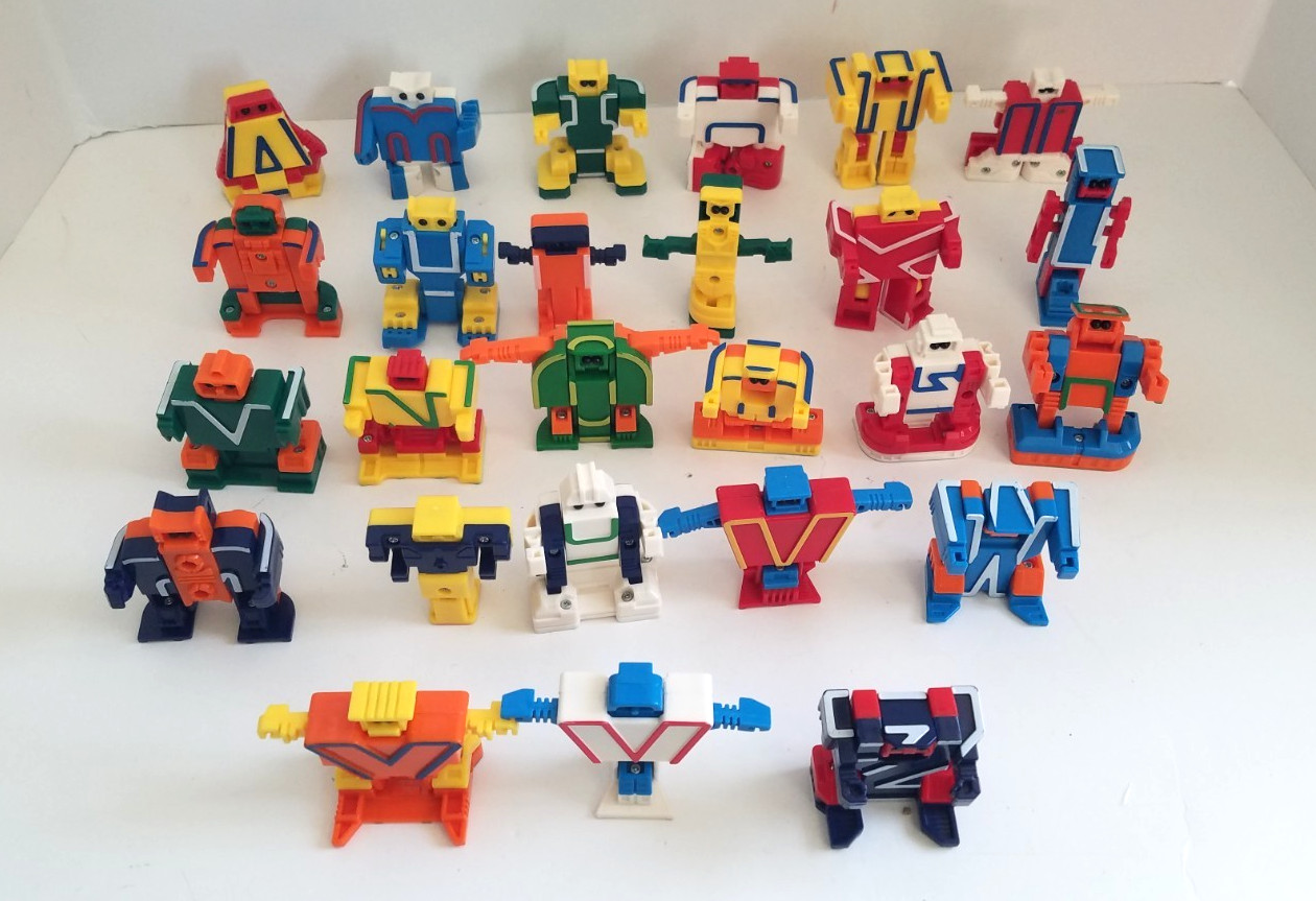 Educational Alpha Bots Transforming Letters Complete 26 Alphabet Vintage Robots