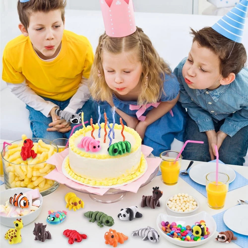 50Pcs Mini 3D Printed Animals for Kids Little 3D Printed Figurines for Party Fav