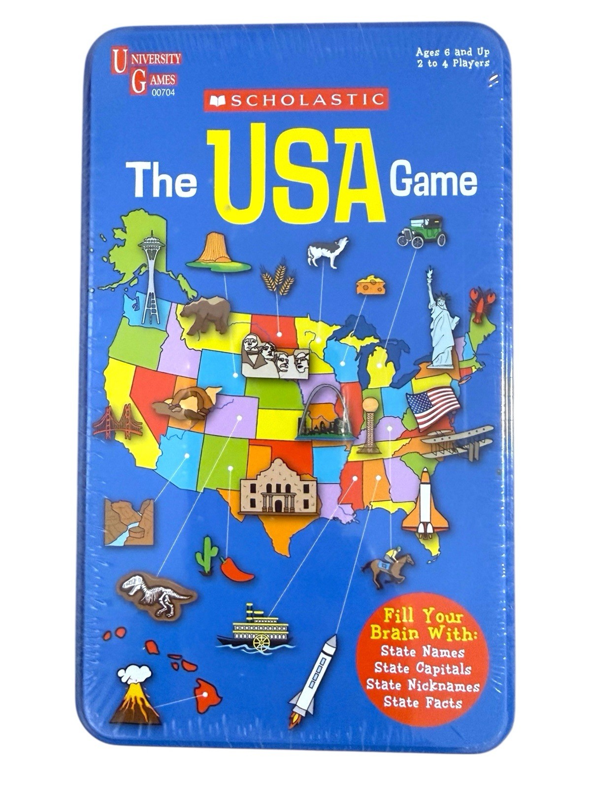Scholastic The USA Game New In Tin University Games Educational Learn The States