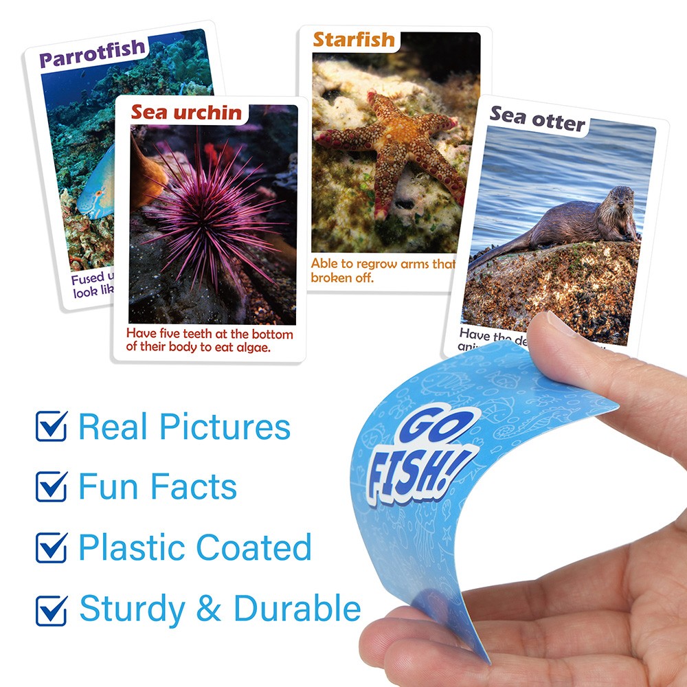 Go Fish Card Game for Kids 104 Cards Ocean Theme Memory Matching Game Fun Facts