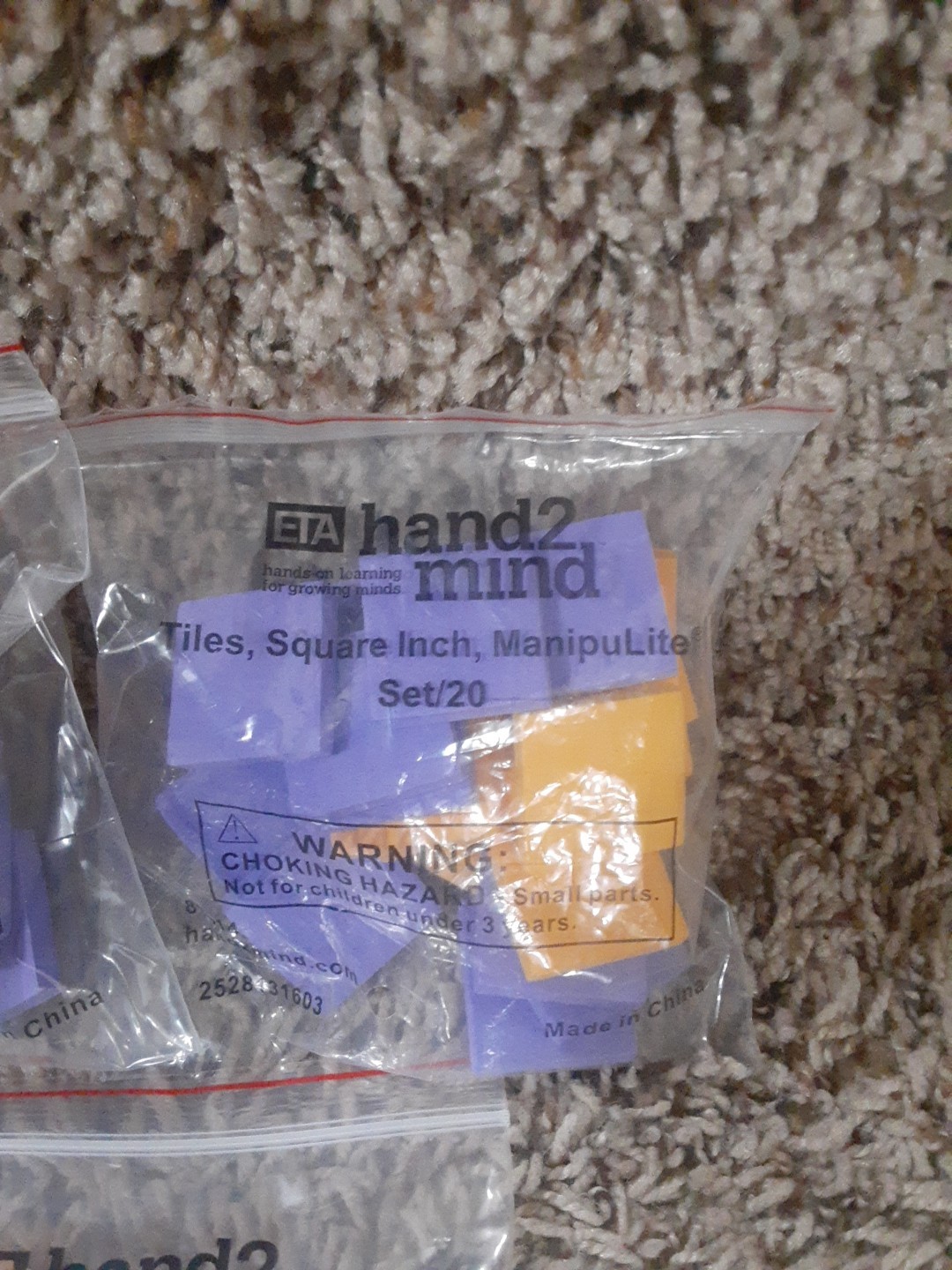 Lot of 5 ETA Hand 2 Mind Tiles, Square Inch, Manipulate, At Least 50 Blocks…..