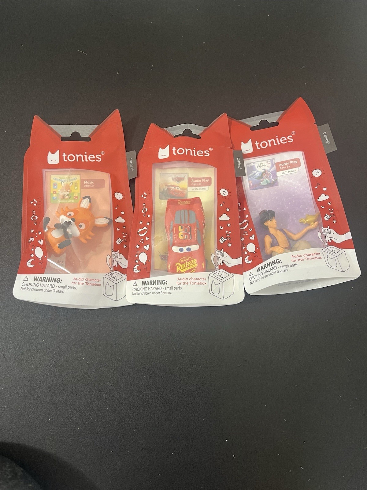 Tonies Figure Bundle -Lot Of 3 – CARS – ALADDIN – COUNTING SONGS