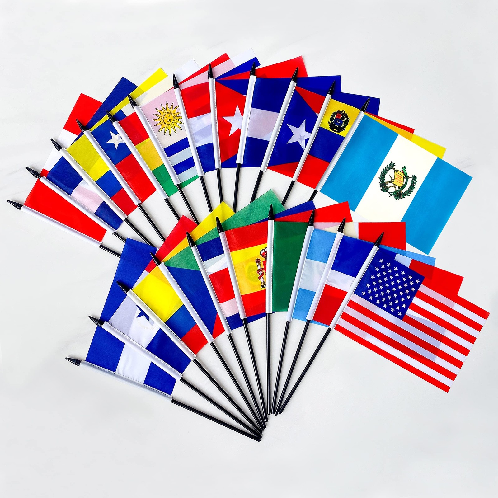 22 Pack Latin America Countries Stick Flags Set Small Mini Spanish Speaking H…