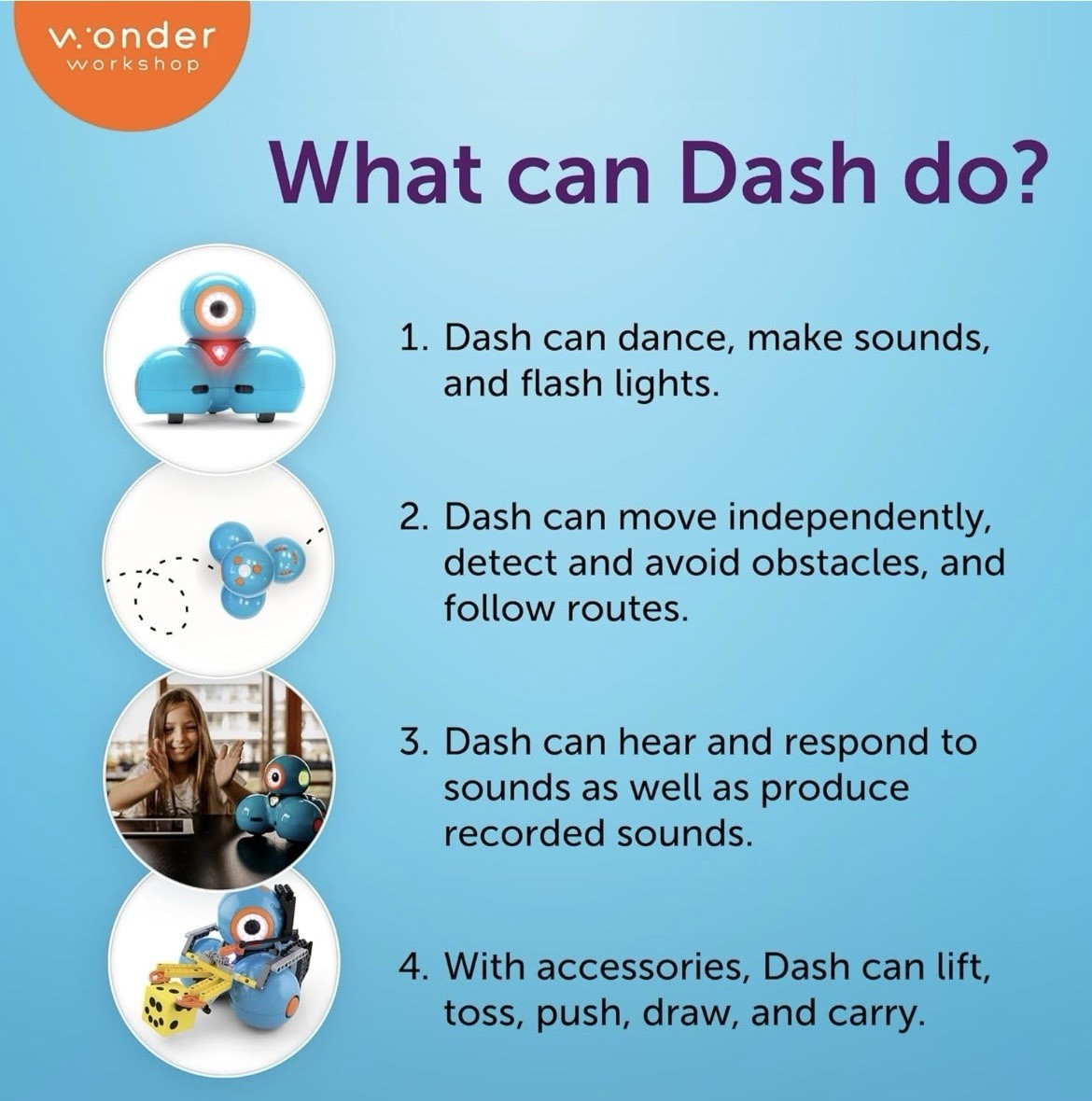 Wonder Workshop Dash DA03 Robot Bundle Sketch Launcher Gripper Kits New Sealed