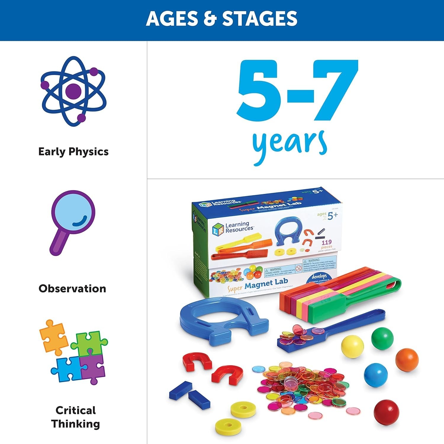 Hands-On Science Magnet Kit, 119 Pieces to Enhance Problem Solving Skills