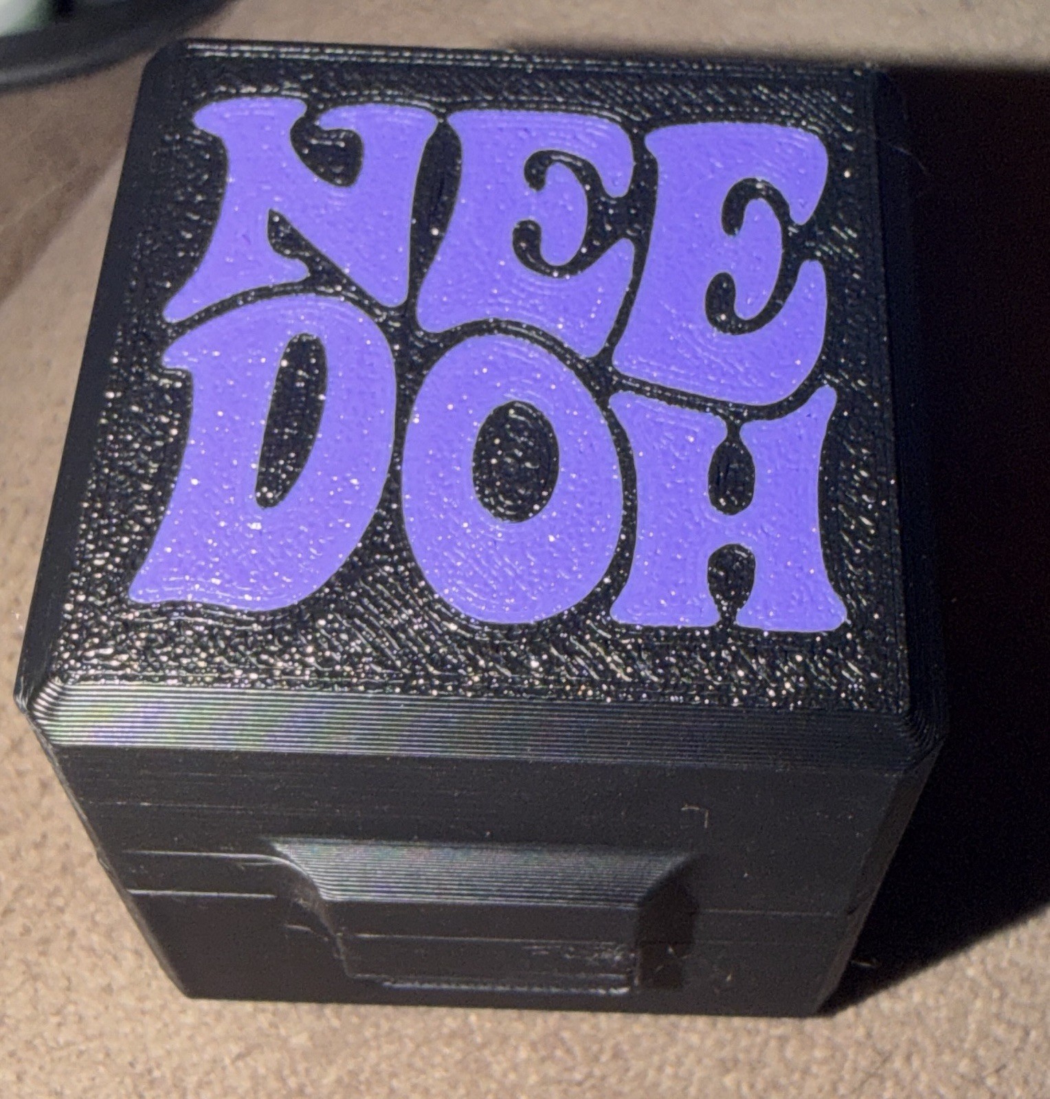 3D Printed Protective Storage Case For NeeDoh Teenie Cool Cats (Purple & Black)