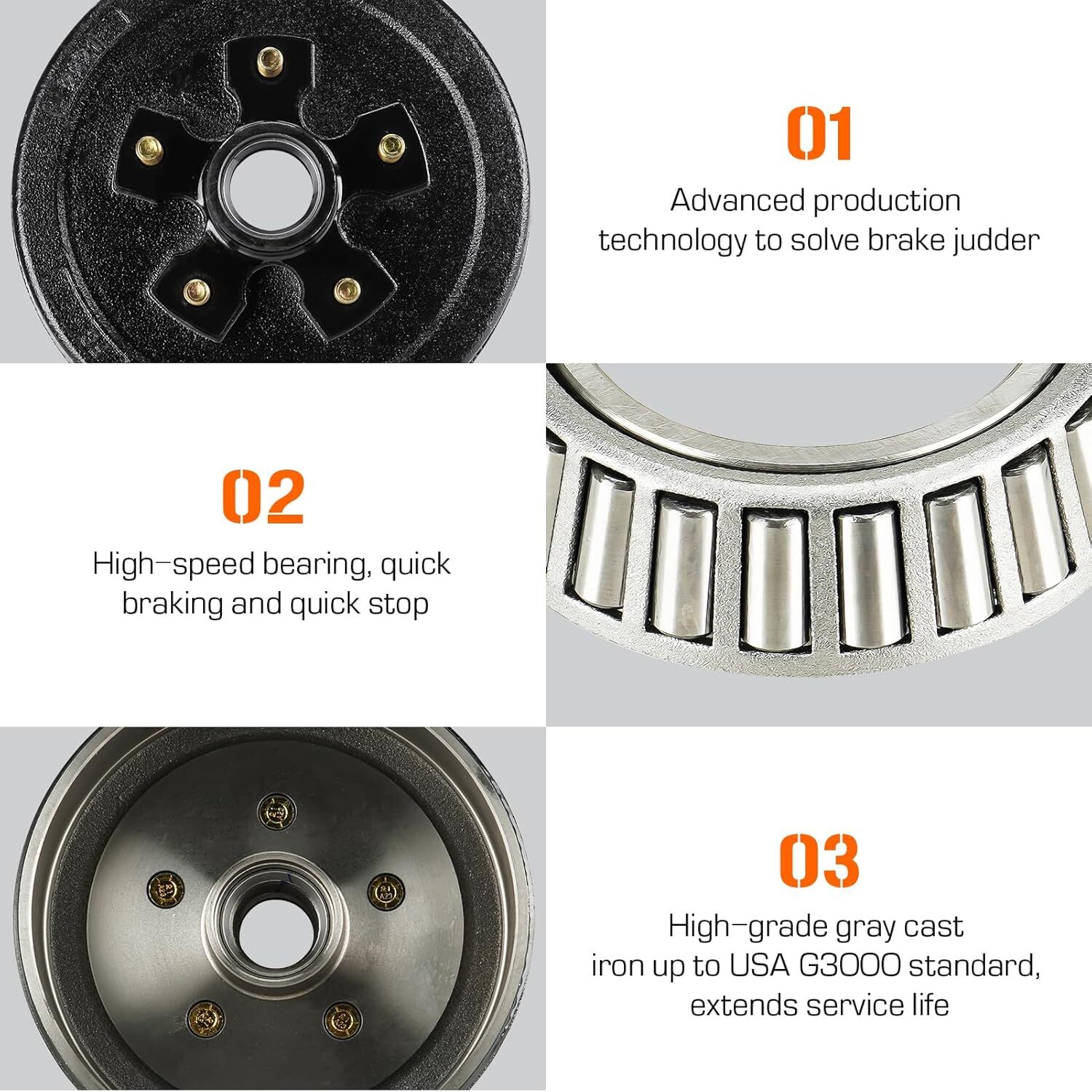 5 on 5 Bolt Circle Drum Kits w/ 10″ x 2-1/4″ Left and Right Electric Brake for