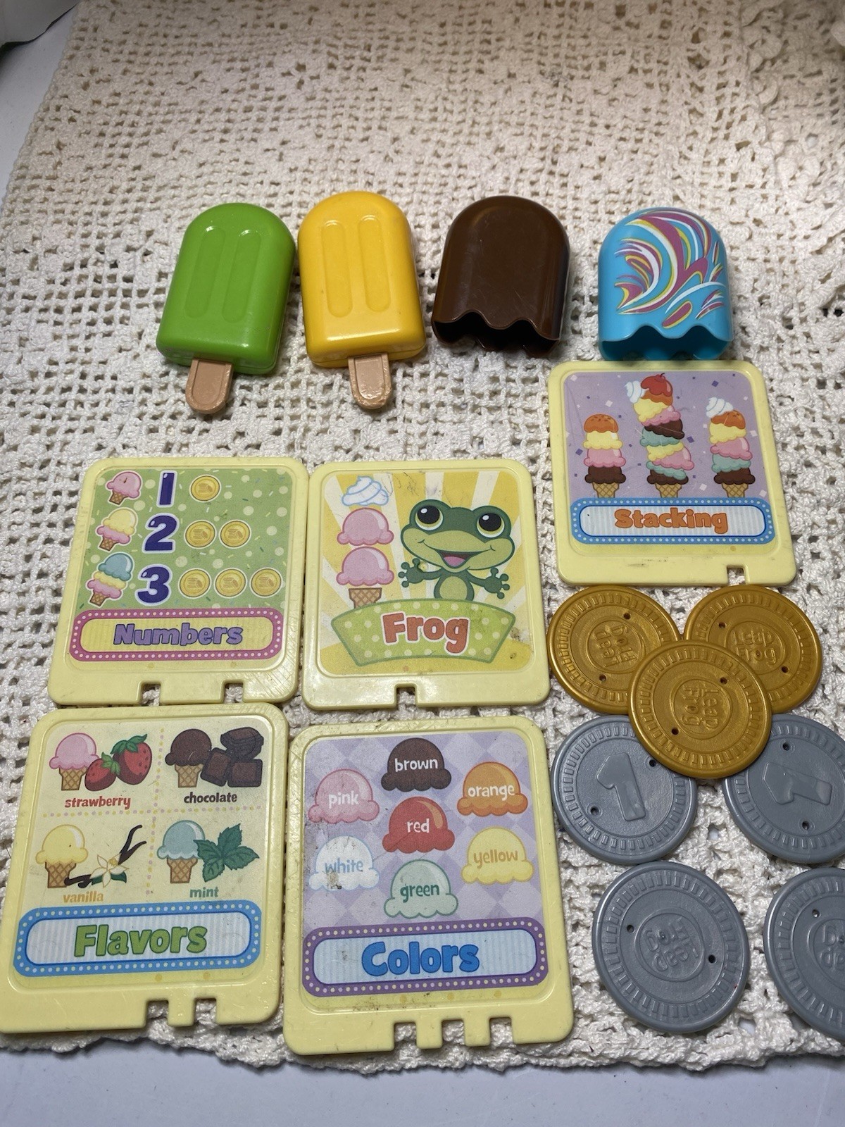 Leap Frog Scoop And Learn Ice Cream Cart Lot Of Popsicles, Toppings, And More