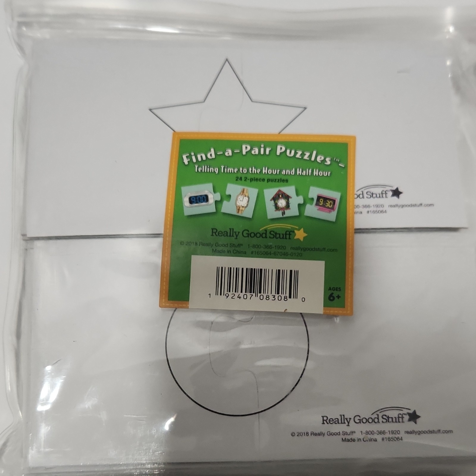 Really Good Stuff Find-a-Pair Puzzles Telling Time Ages 6+, 2018