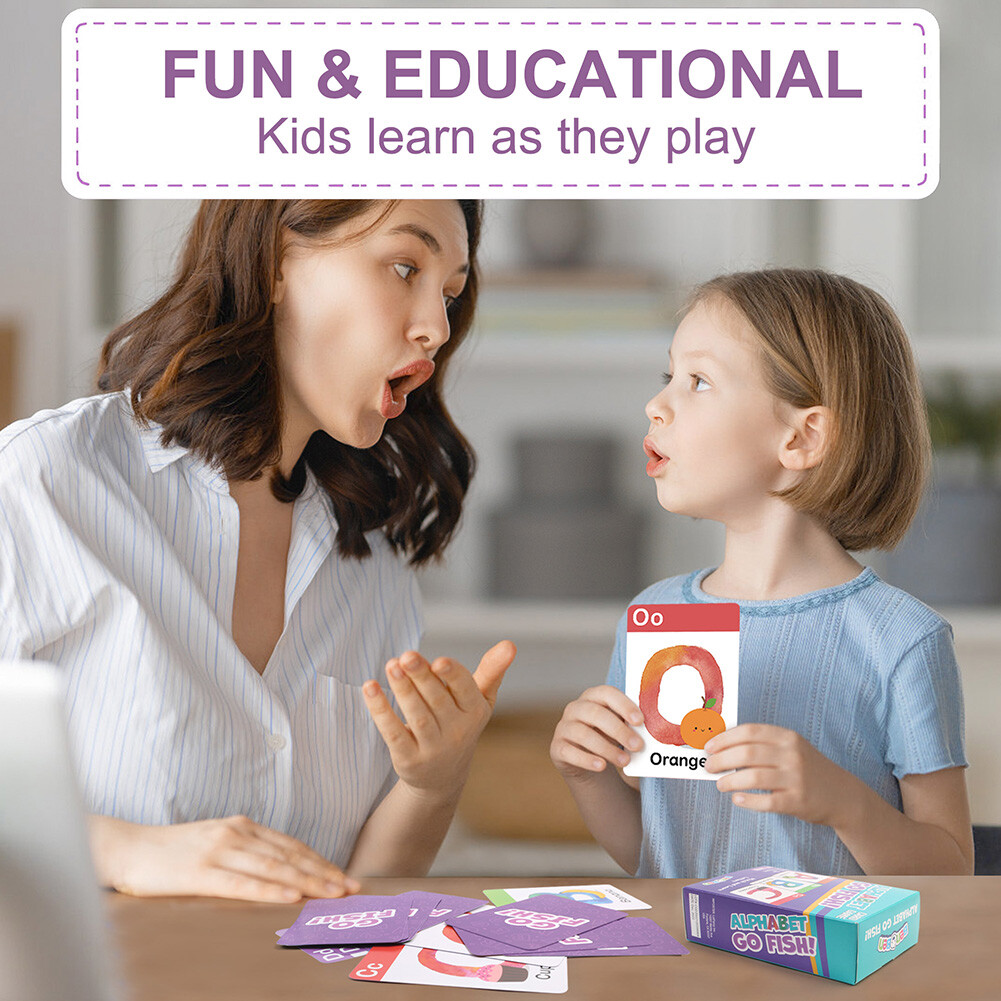 Kids Card Games ABC Go Fish Flash Cards Children Early Education Learning Toy