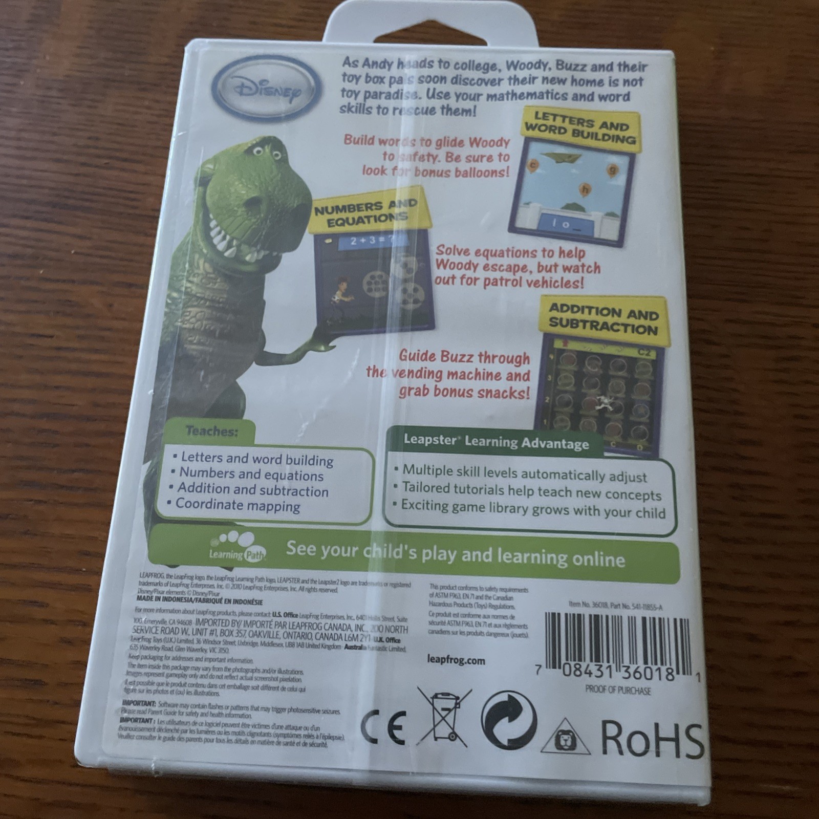LEAPFROG LEAPSTER DISNEY PIXAR TOY STORY 3 LEARNING GAME READING PHONICS NEW NIP