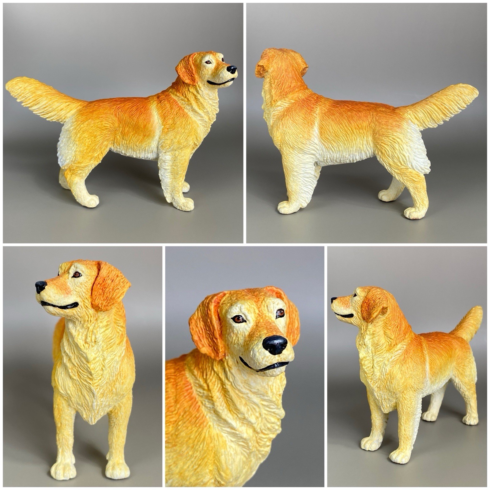 OOAK Custom Schleich Safari Ltd Golden Retriever Dog Plastic Toy Animal Figurine