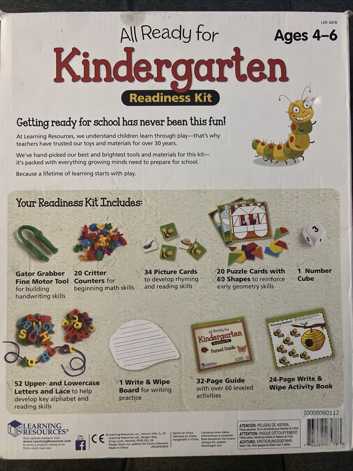 Learning Resources All Ready for Kindergarten Readiness Kit (missing 4 Letters)