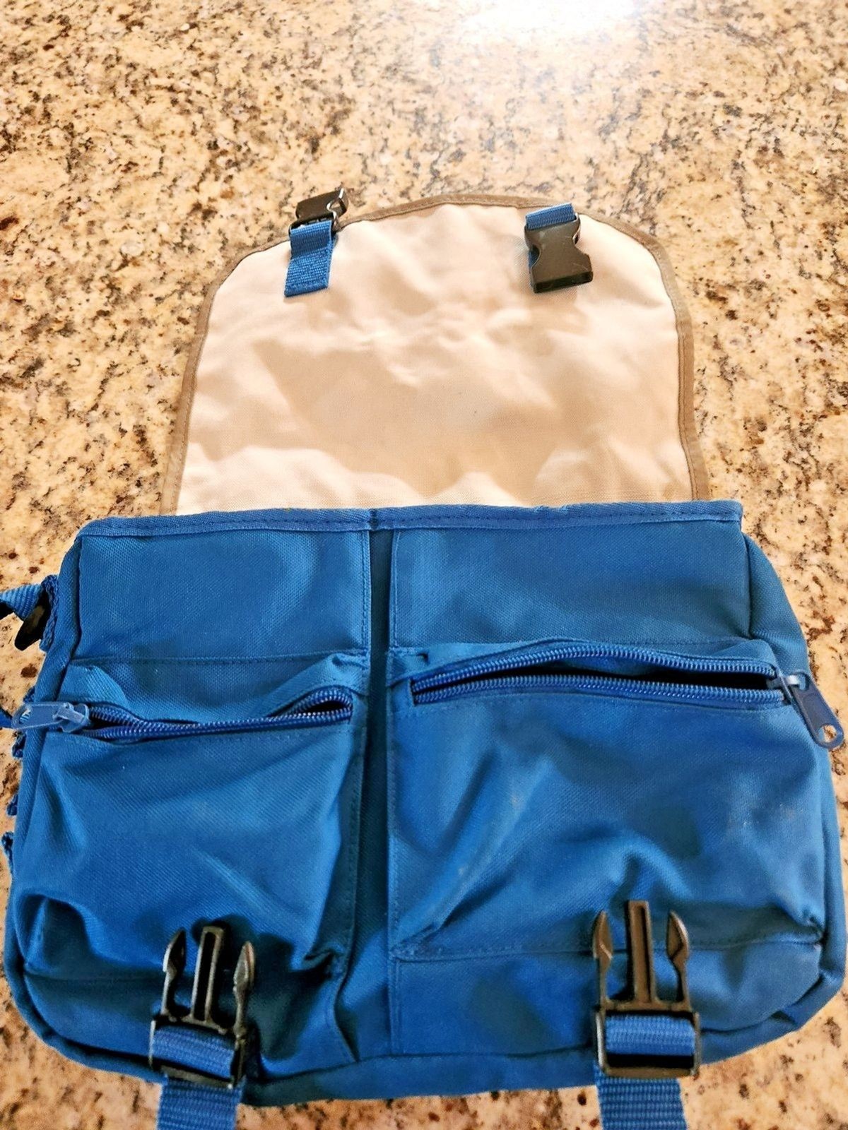 EUC – Leapster Storage-Messenger Blue,Greens &Gray Bag WPockets & Handle