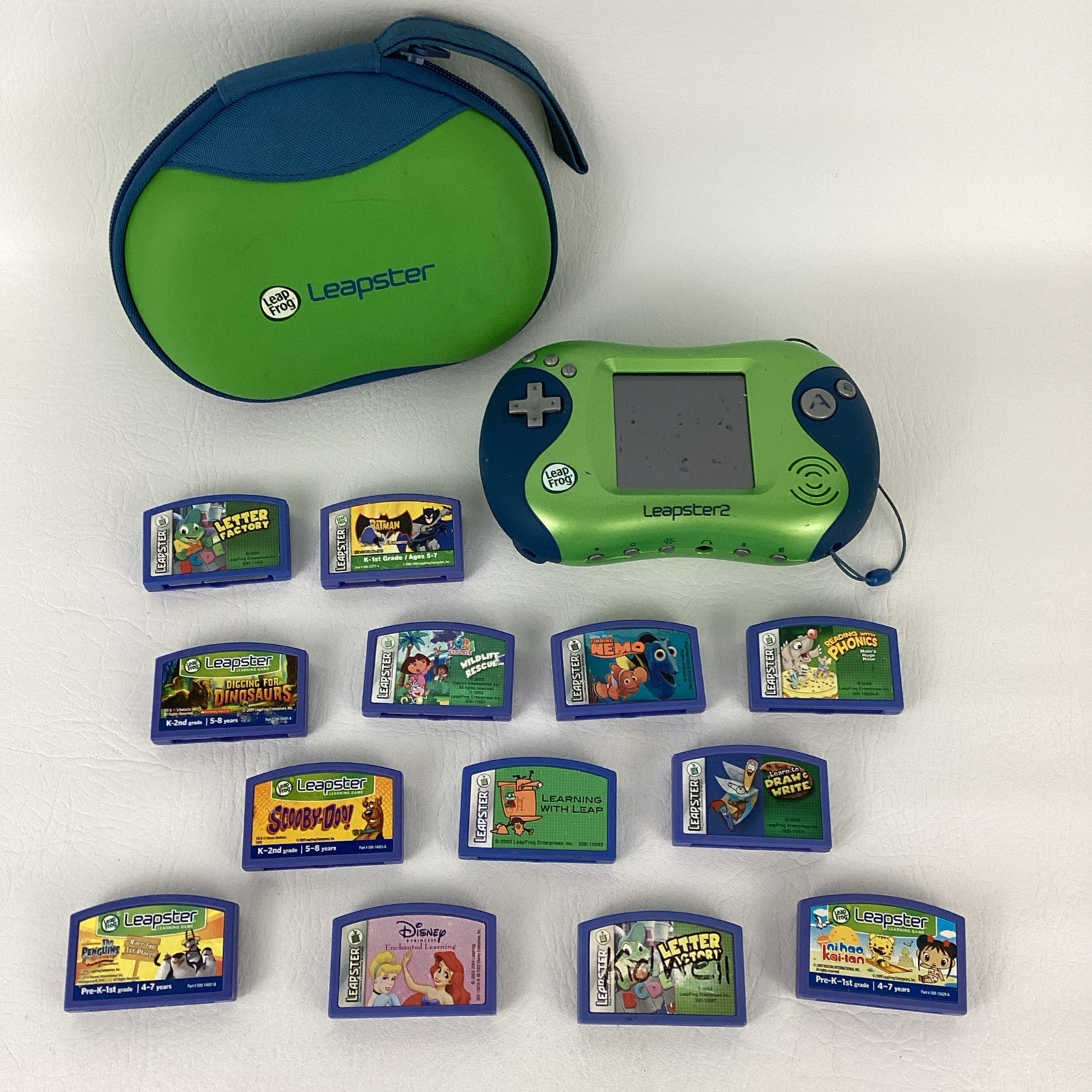 Leap Frog Leapster 2 Handheld Learning Console 13 Game Cartridges Bundle Lot