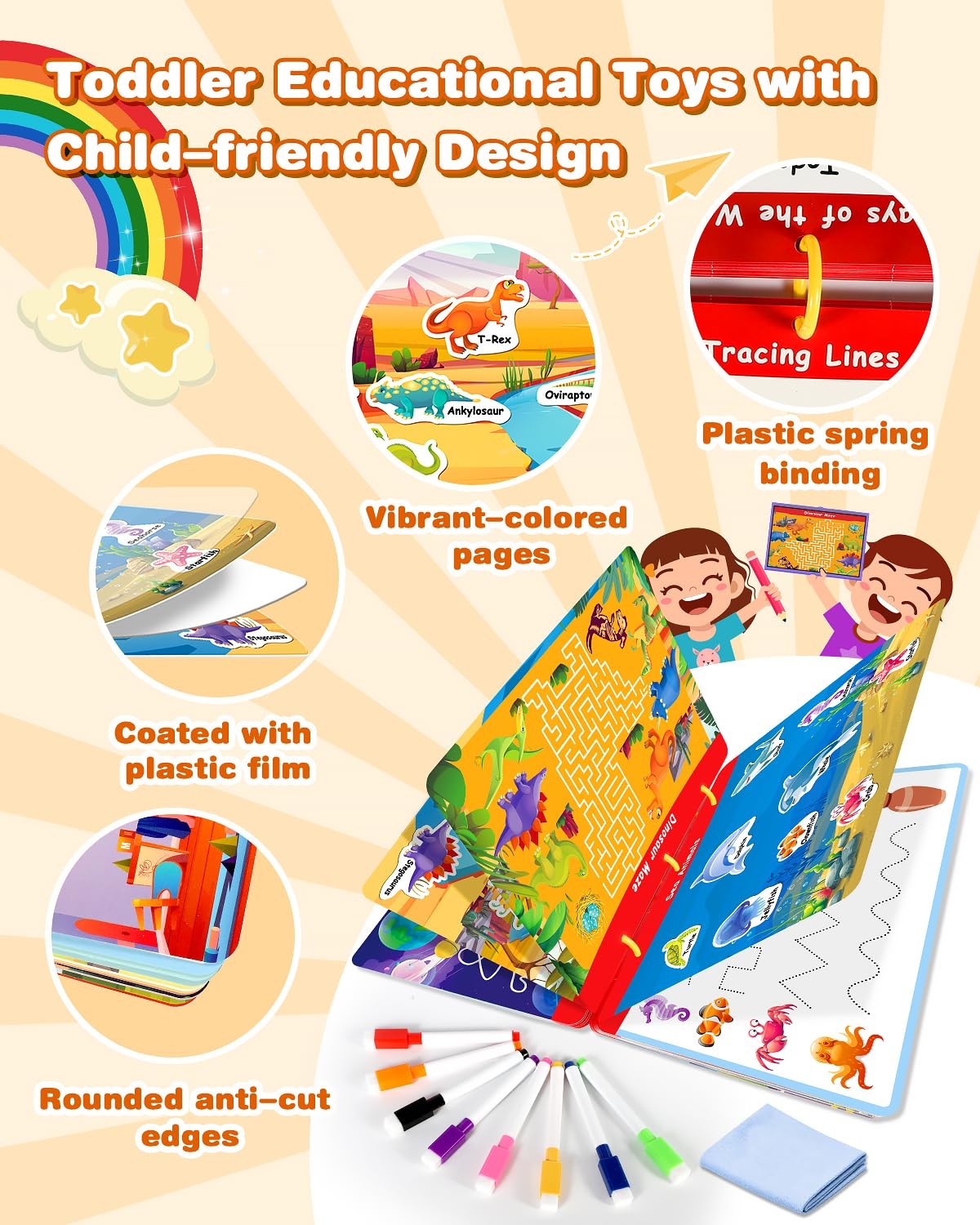 Montessori Preschool Busy Book for Toddlers – Activity Books for Ages 3-5 – P…