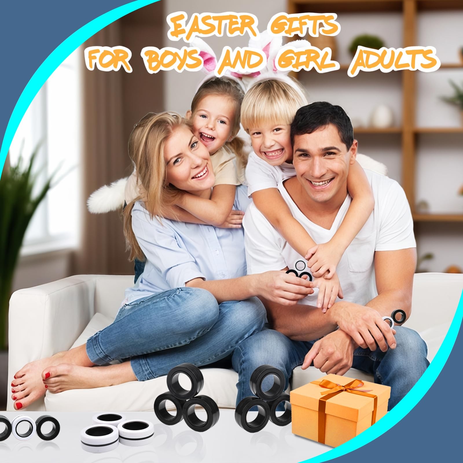 Cevioce 3 PCS Magnetic Rings Fidget Toys Set for Small, 3 Pcs-pure Black