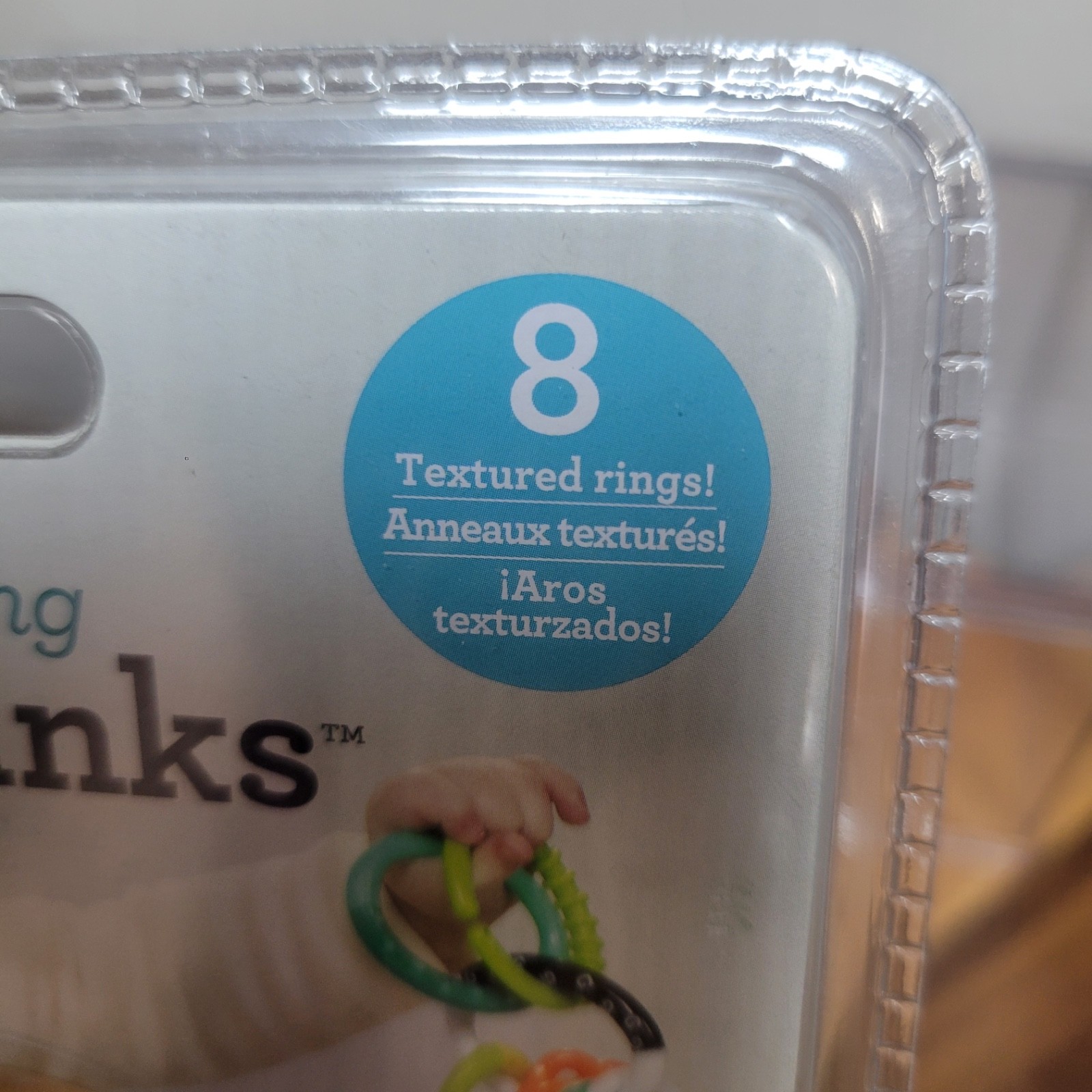 Infantino Ring Links Teether Set ~ 8 Pieces ~ Stroller & Car Seat Toy ~ Bright