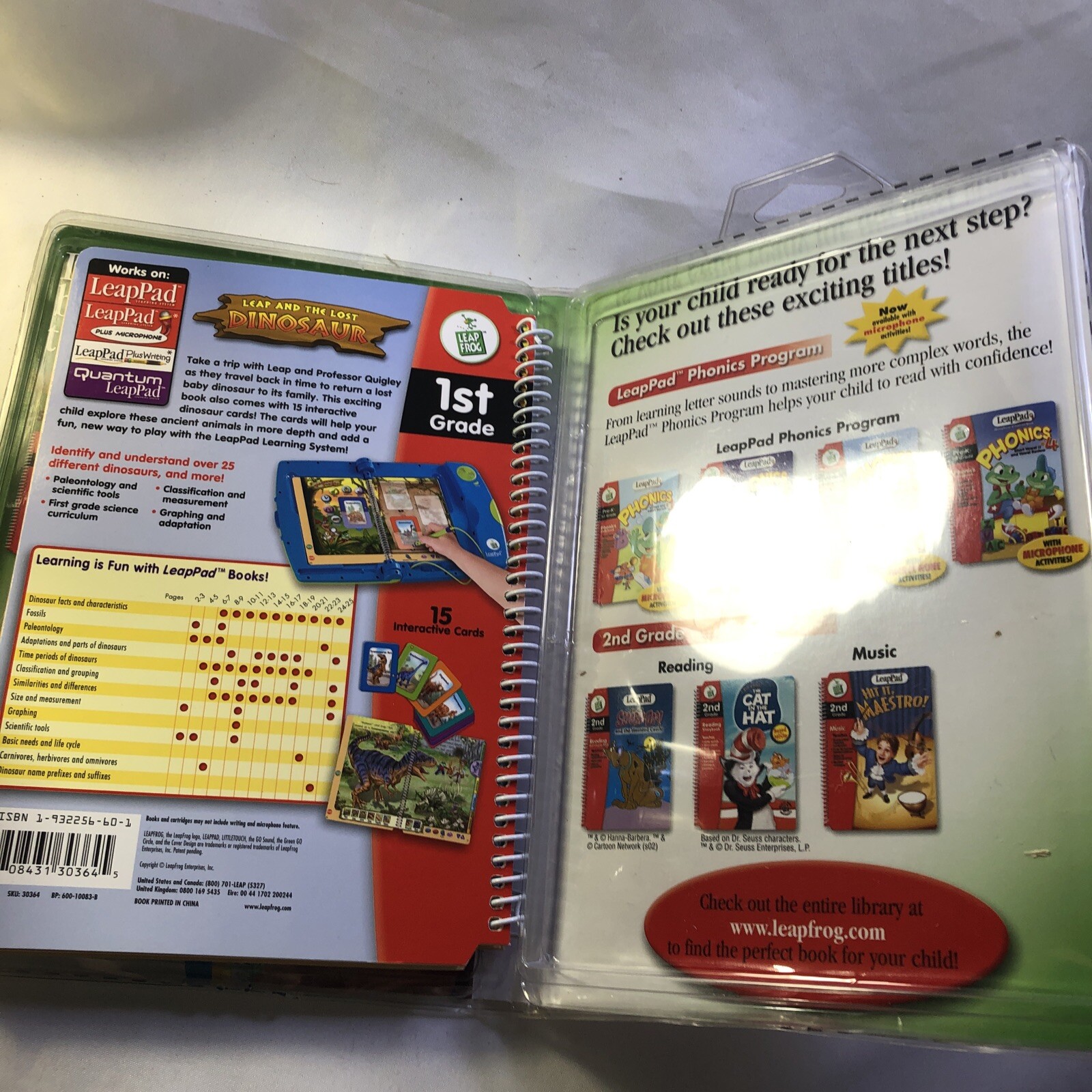 Lot Of 2 LeapFrog LeapPad Leap and the Lost Dinosaur Finding Nemo 1st Grade/115j