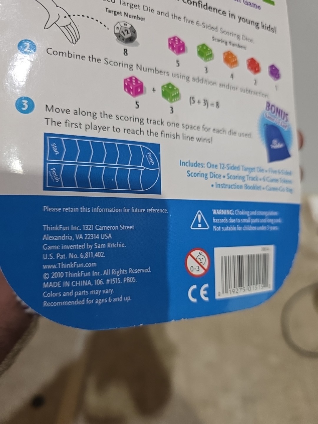 Thinkfun Jr. Math Dice Game Kids First Mental Math Game Ages 6+ Educational Game