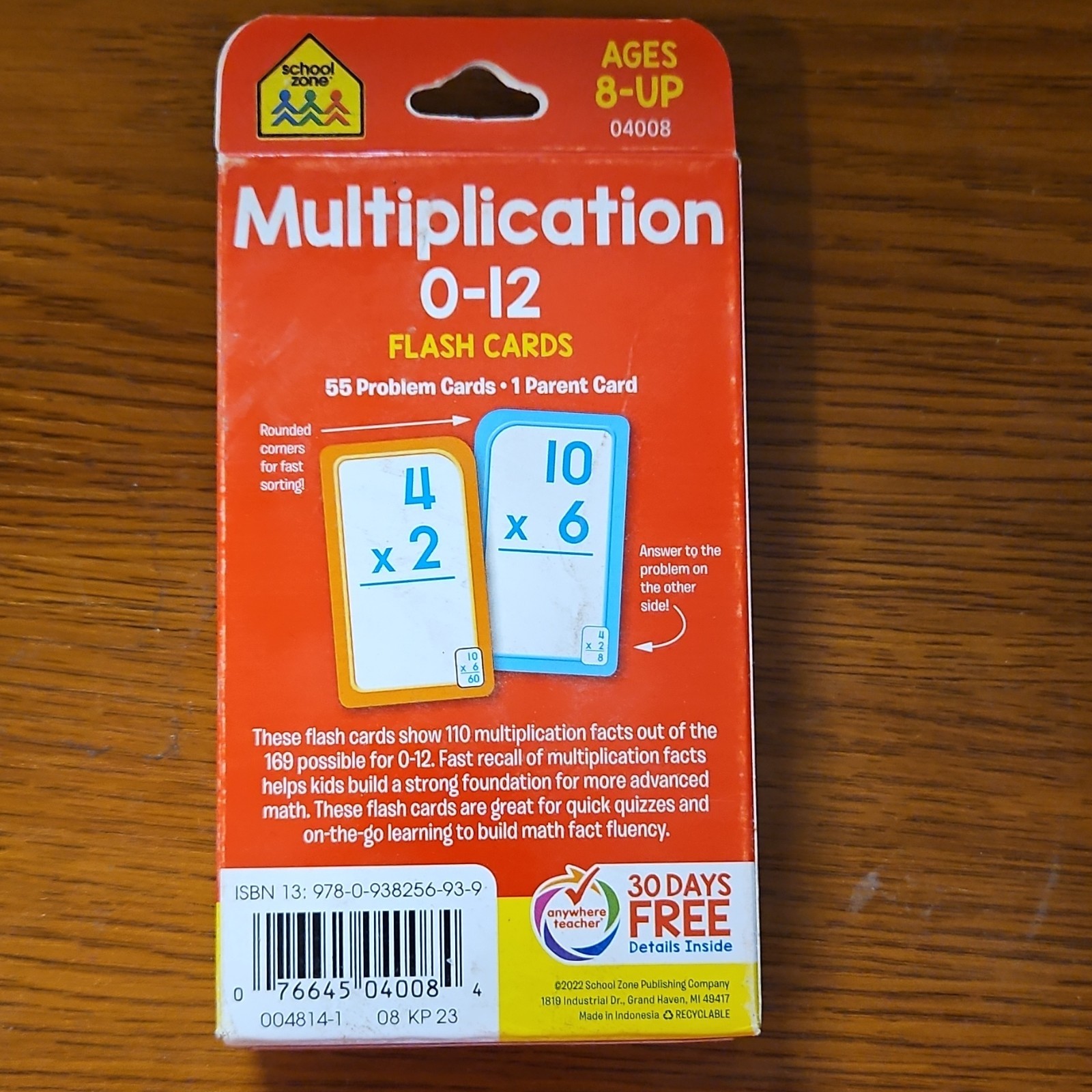 School Zone Multiplication 0-12 Flash Cards Ages 8 and Up 2022