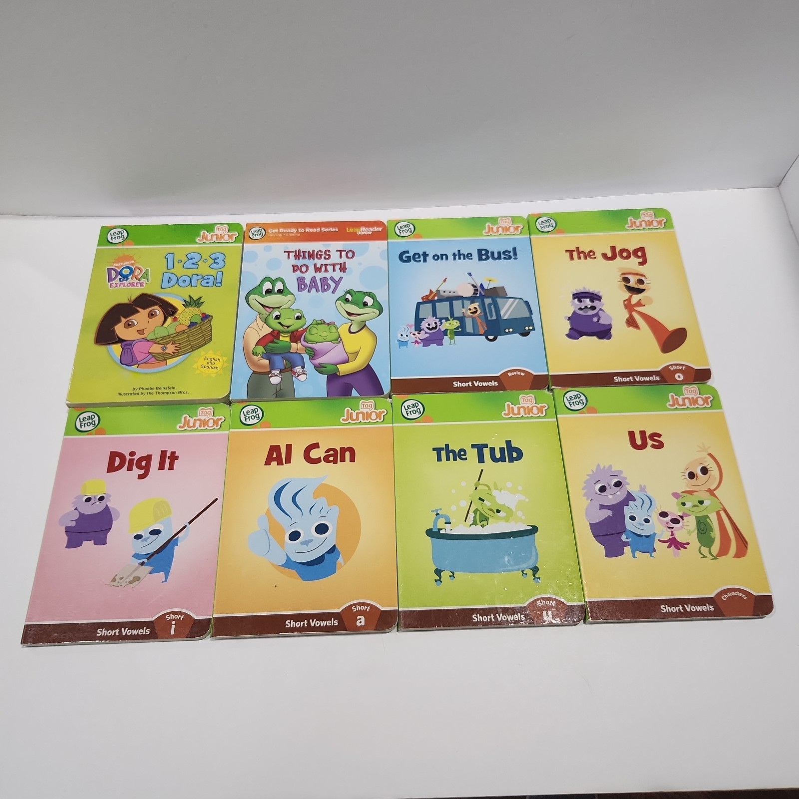 LeapFrog Tag Junior Board Books Lot of 8 Short Vowels Dora Learn Read VGC