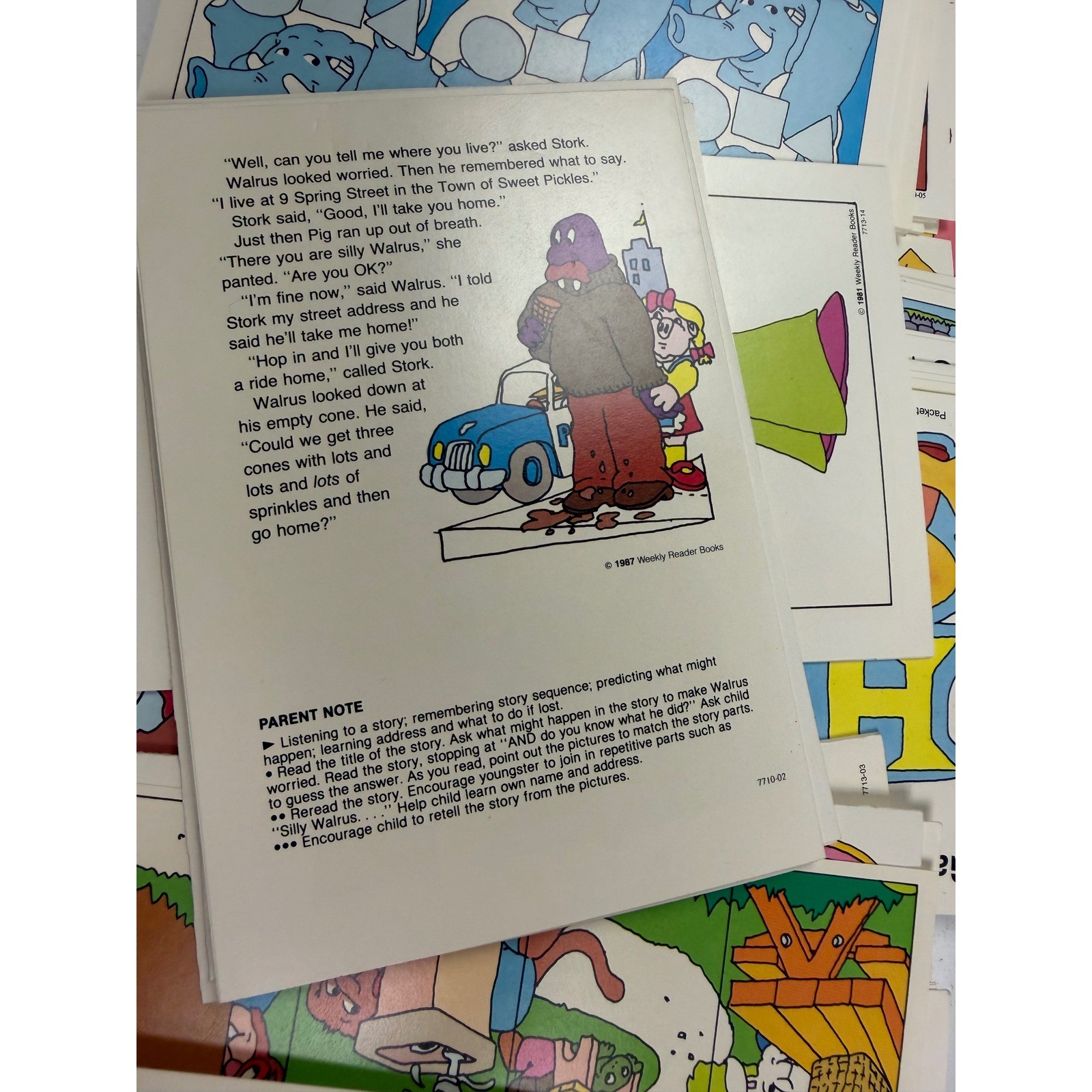 Vintage Sweet Pickles Preschool Program Bus Box Activity Cards ’87 Weekly Reader